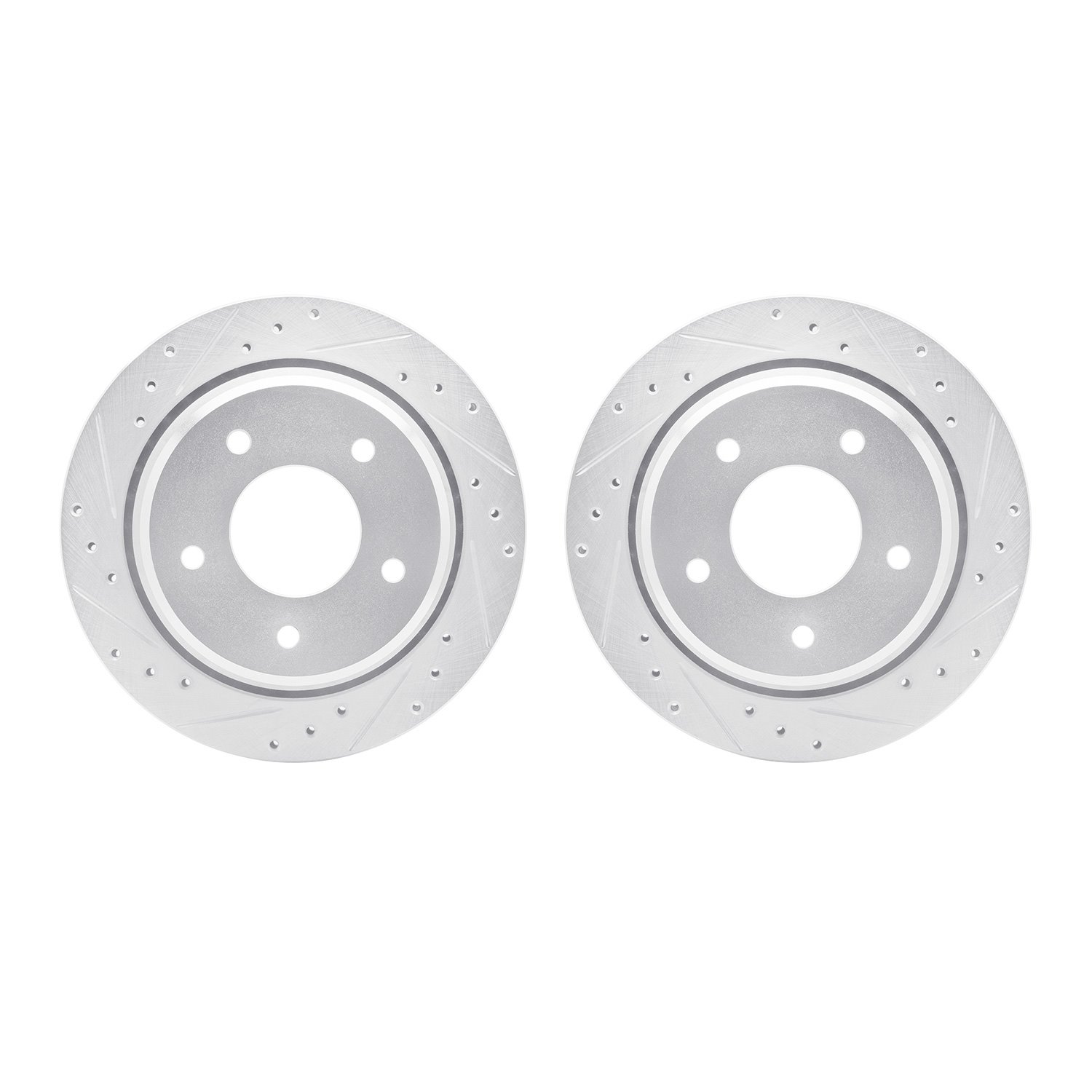 7002-47057 Drilled/Slotted Brake Rotors [Silver], 1994-1996 GM, Position: Rear
