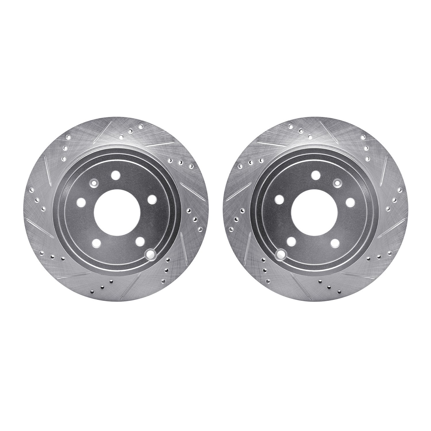 7002-47058 Drilled/Slotted Brake Rotors [Silver], 2007-2015 GM, Position: Rear