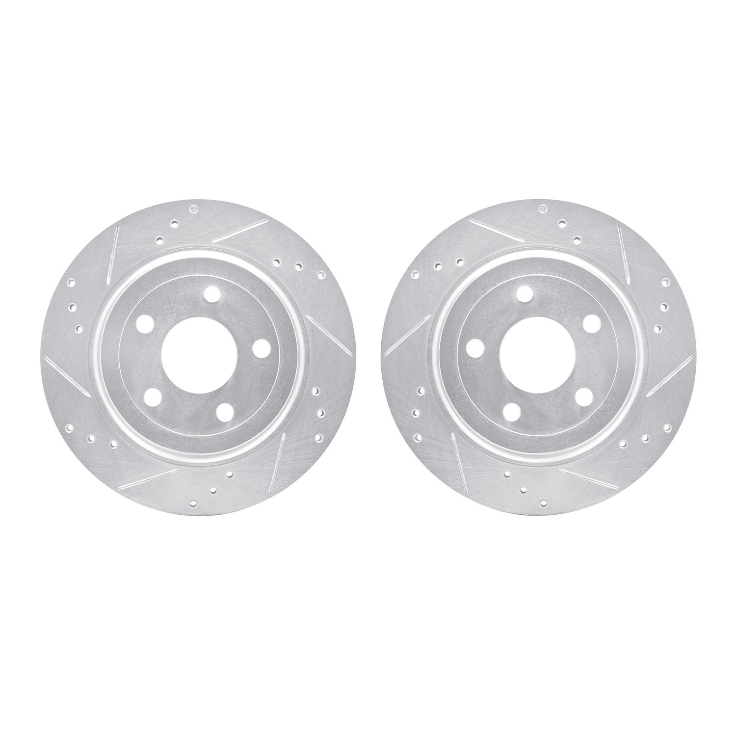 7002-47059 Drilled/Slotted Brake Rotors [Silver], 2008-2010 GM, Position: Rear
