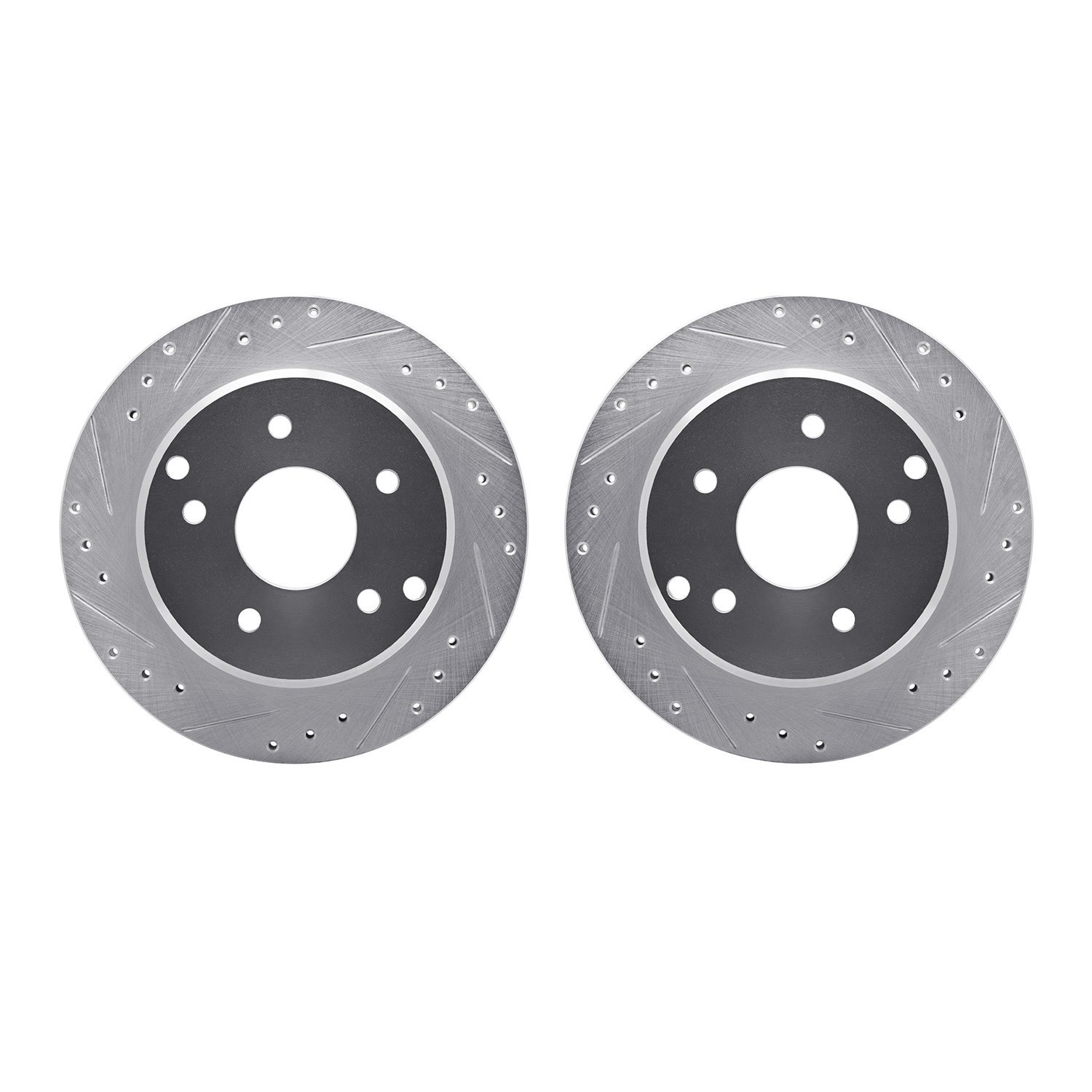 7002-47060 Drilled/Slotted Brake Rotors [Silver], 1984-1987 GM, Position: Rear