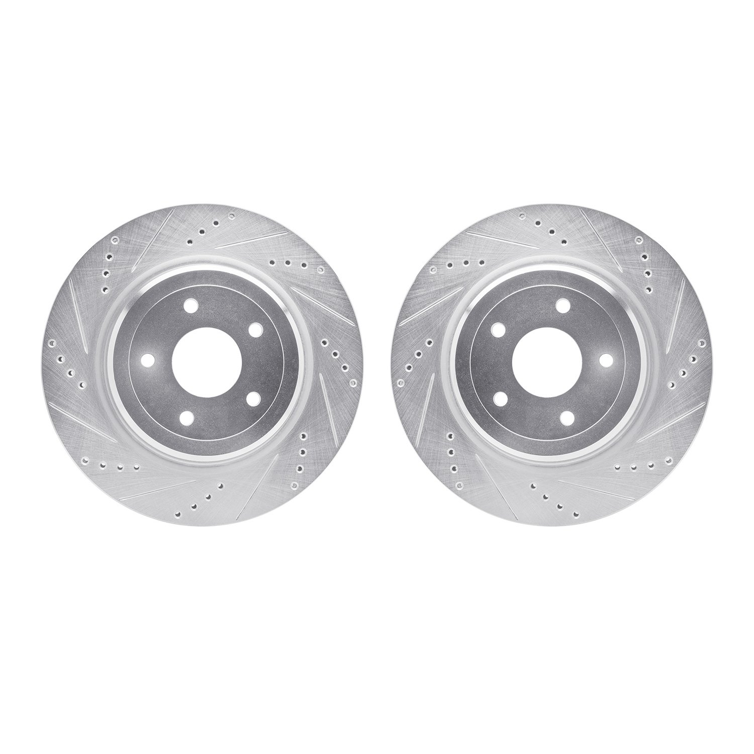 7002-47062 Drilled/Slotted Brake Rotors [Silver], 2006-2013 GM, Position: Rear