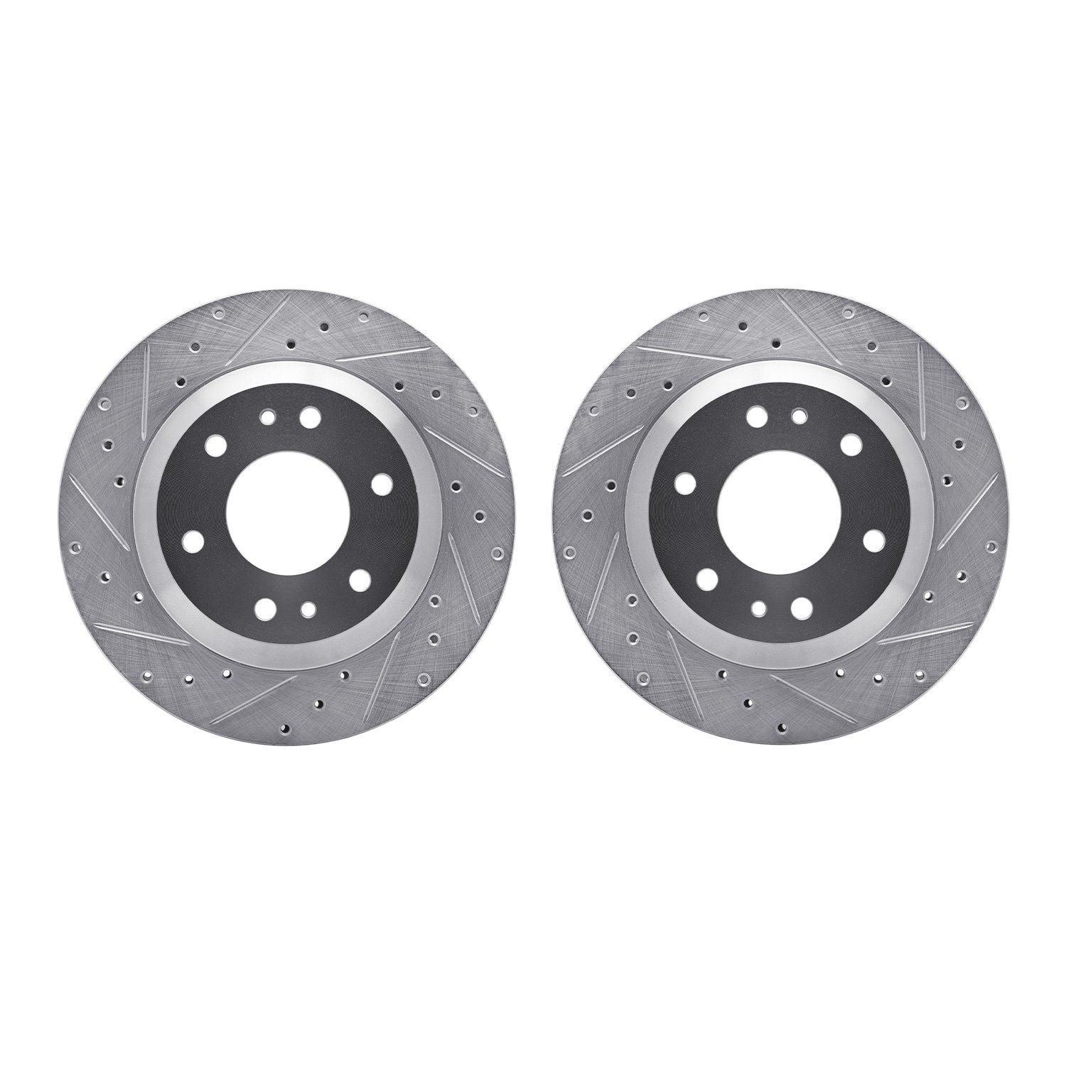 7002-48002 Drilled/Slotted Brake Rotors [Silver], 2002-2005 GM, Position: Front