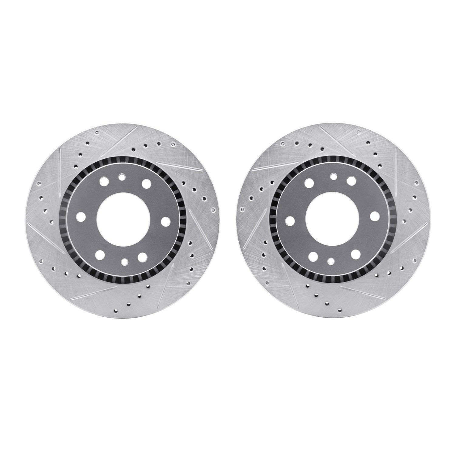 7002-48004 Drilled/Slotted Brake Rotors [Silver], 2006-2009 GM, Position: Front