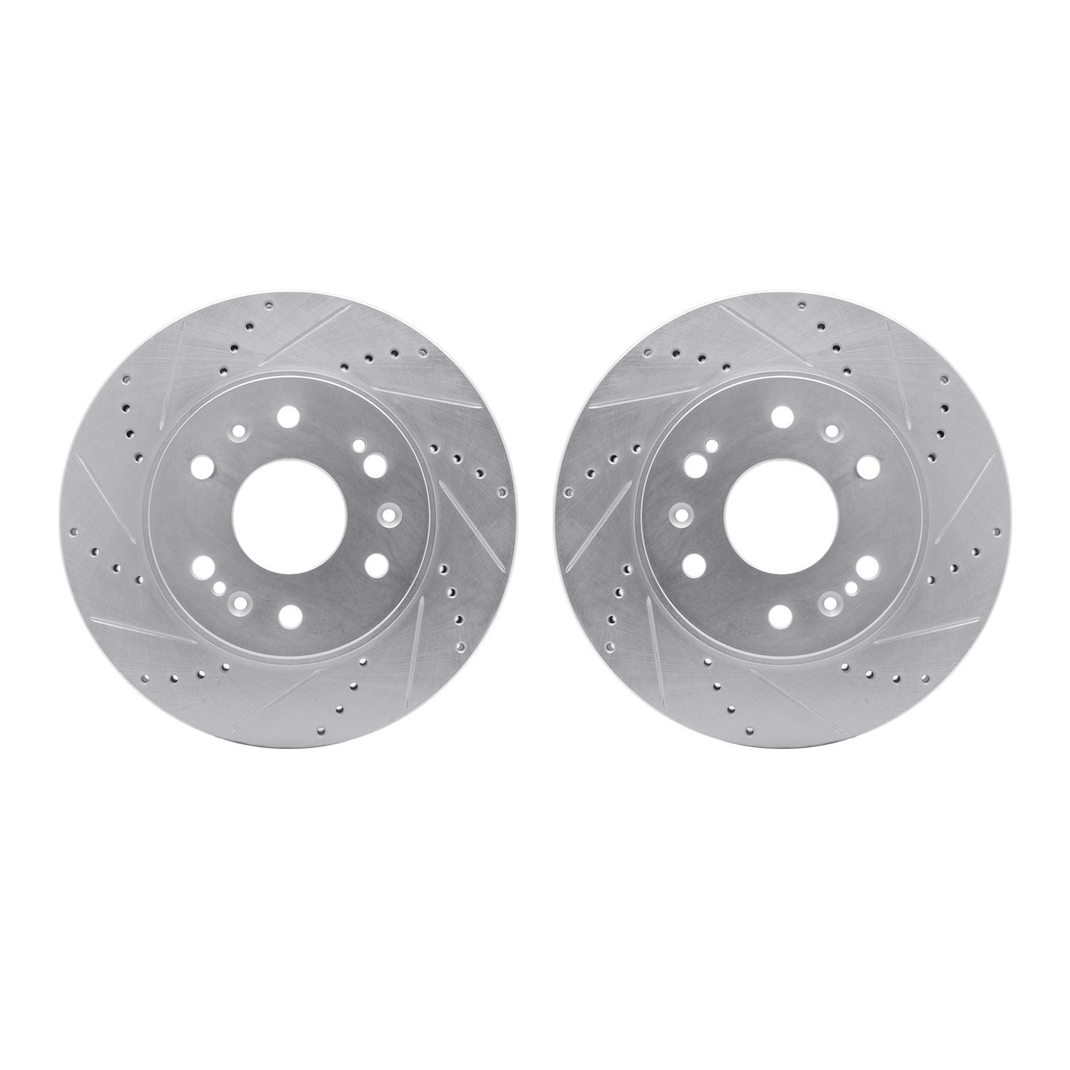 7002-48009 Drilled/Slotted Brake Rotors [Silver], 2005-2020 GM, Position: Front
