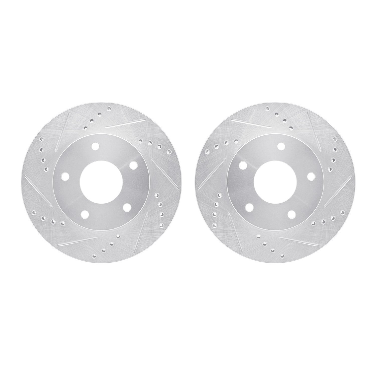 7002-48014 Drilled/Slotted Brake Rotors [Silver], 1997-2005 GM, Position: Front