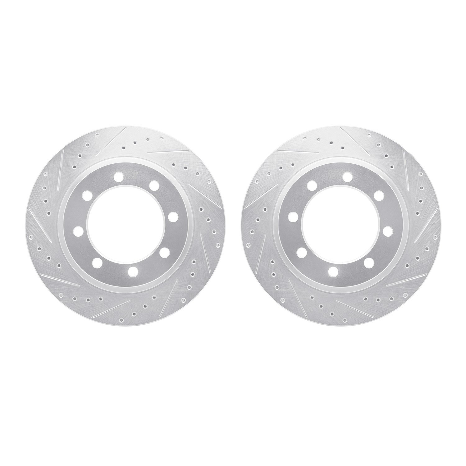 7002-48028 Drilled/Slotted Brake Rotors [Silver], 1976-1996 GM, Position: Front