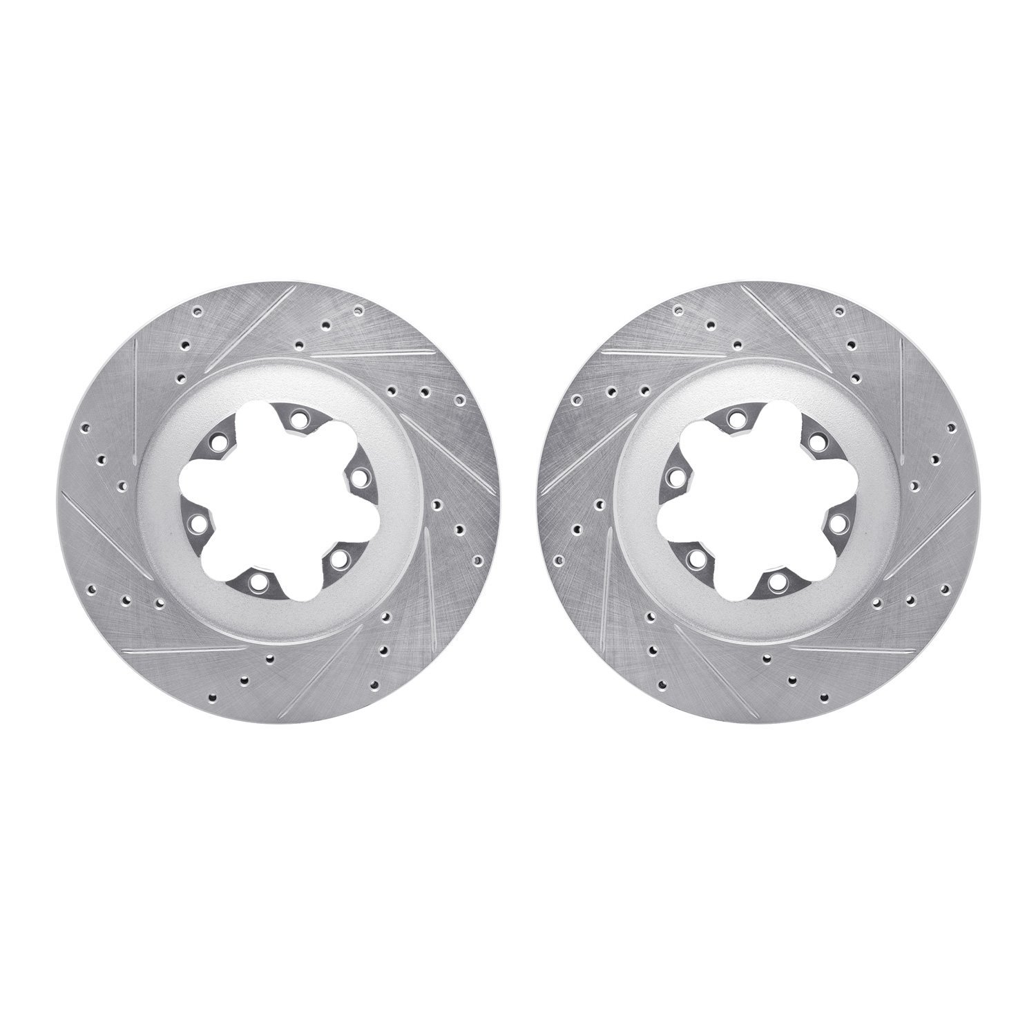 7002-48033 Drilled/Slotted Brake Rotors [Silver], 2009-2012 GM, Position: Front
