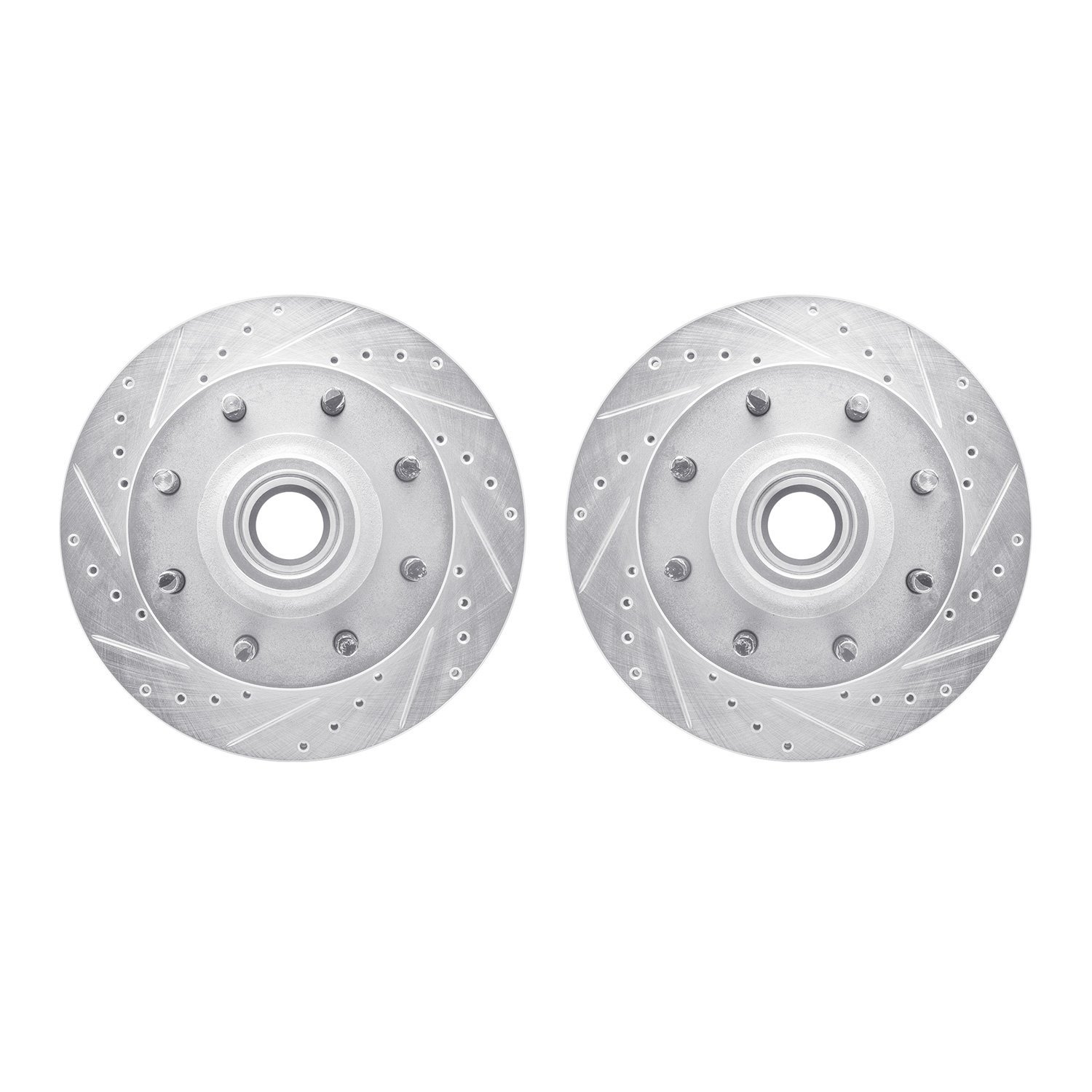 7002-48035 Drilled/Slotted Brake Rotors [Silver], 2001-2002 GM, Position: Front