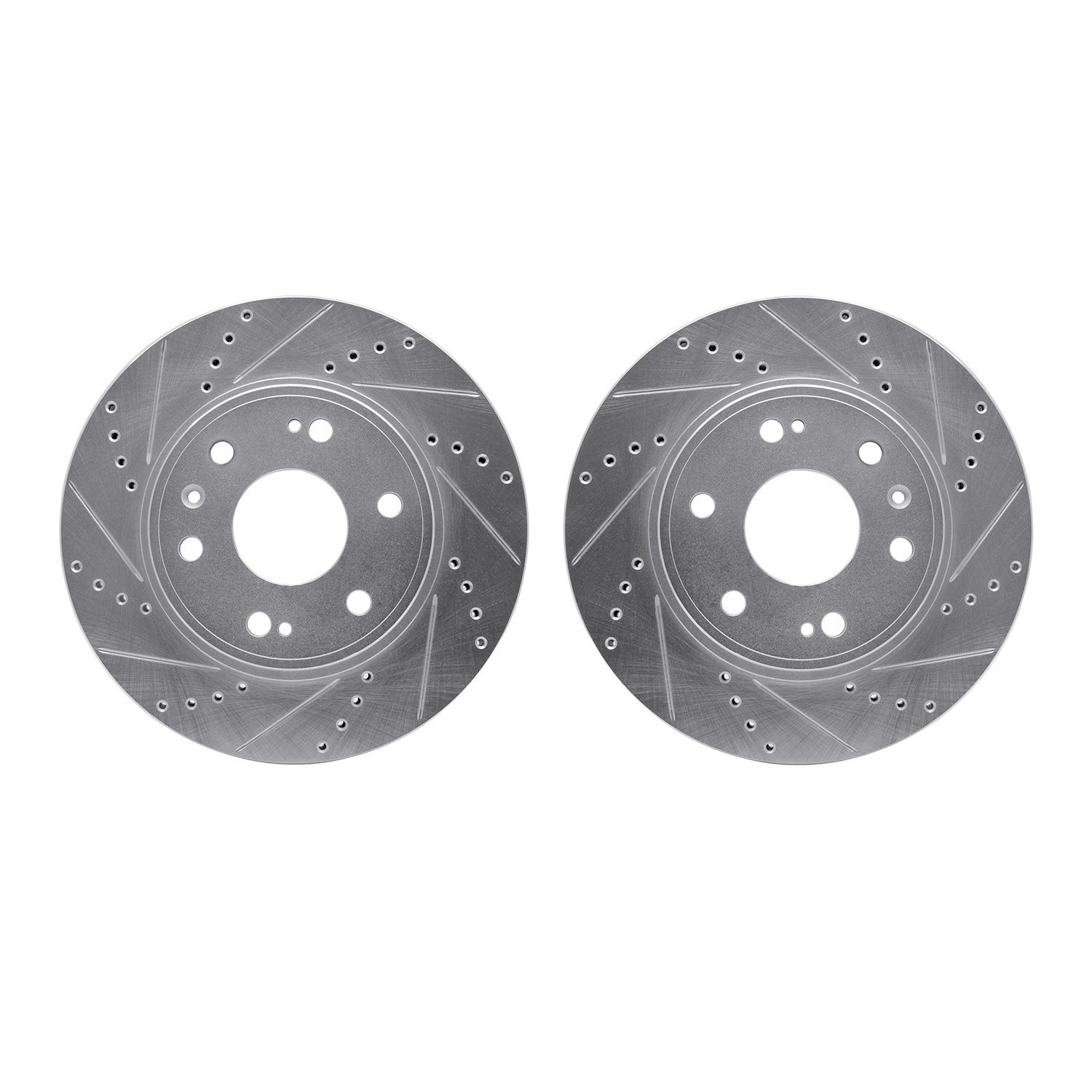 7002-48048 Drilled/Slotted Brake Rotors [Silver], 2009-2020 GM, Position: Front