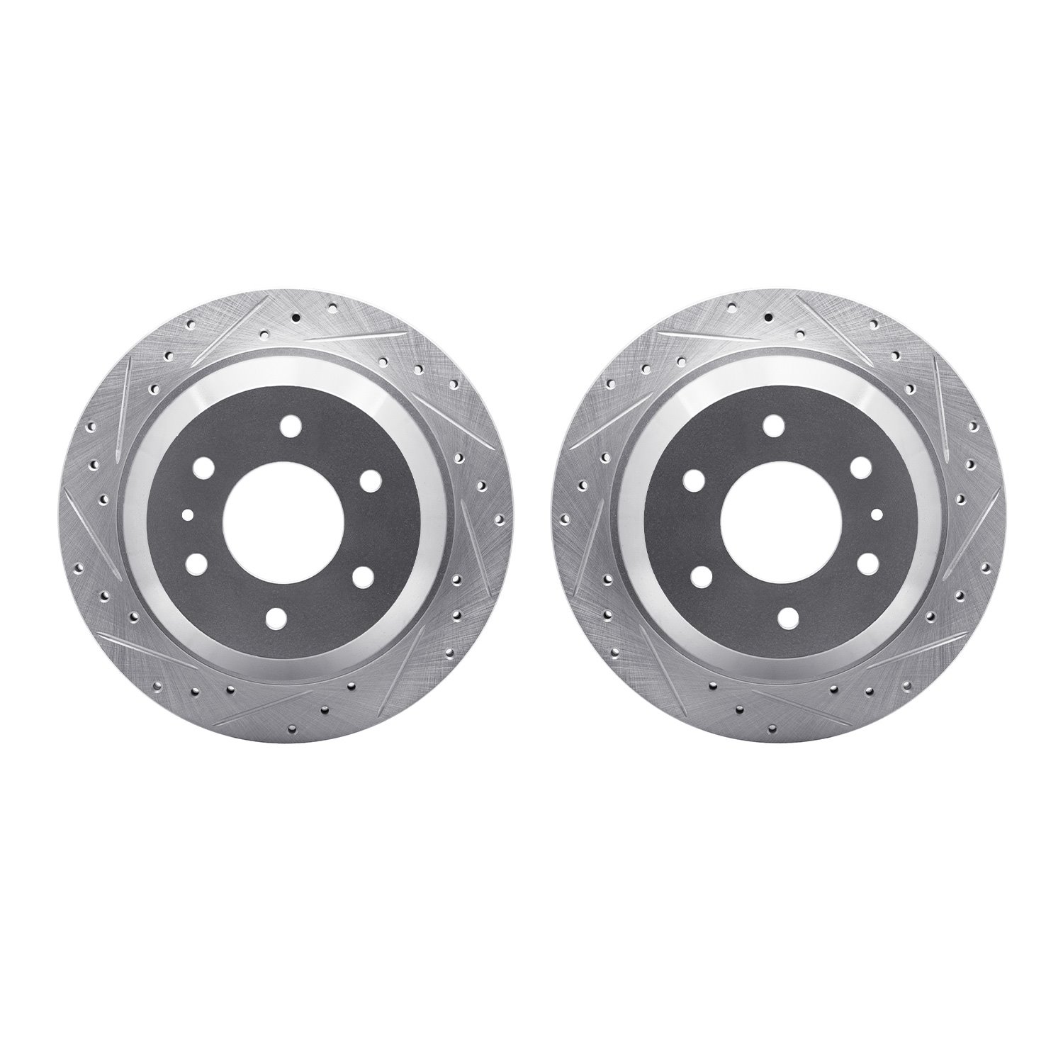 7002-48054 Drilled/Slotted Brake Rotors [Silver], 2002-2009 GM, Position: Rear