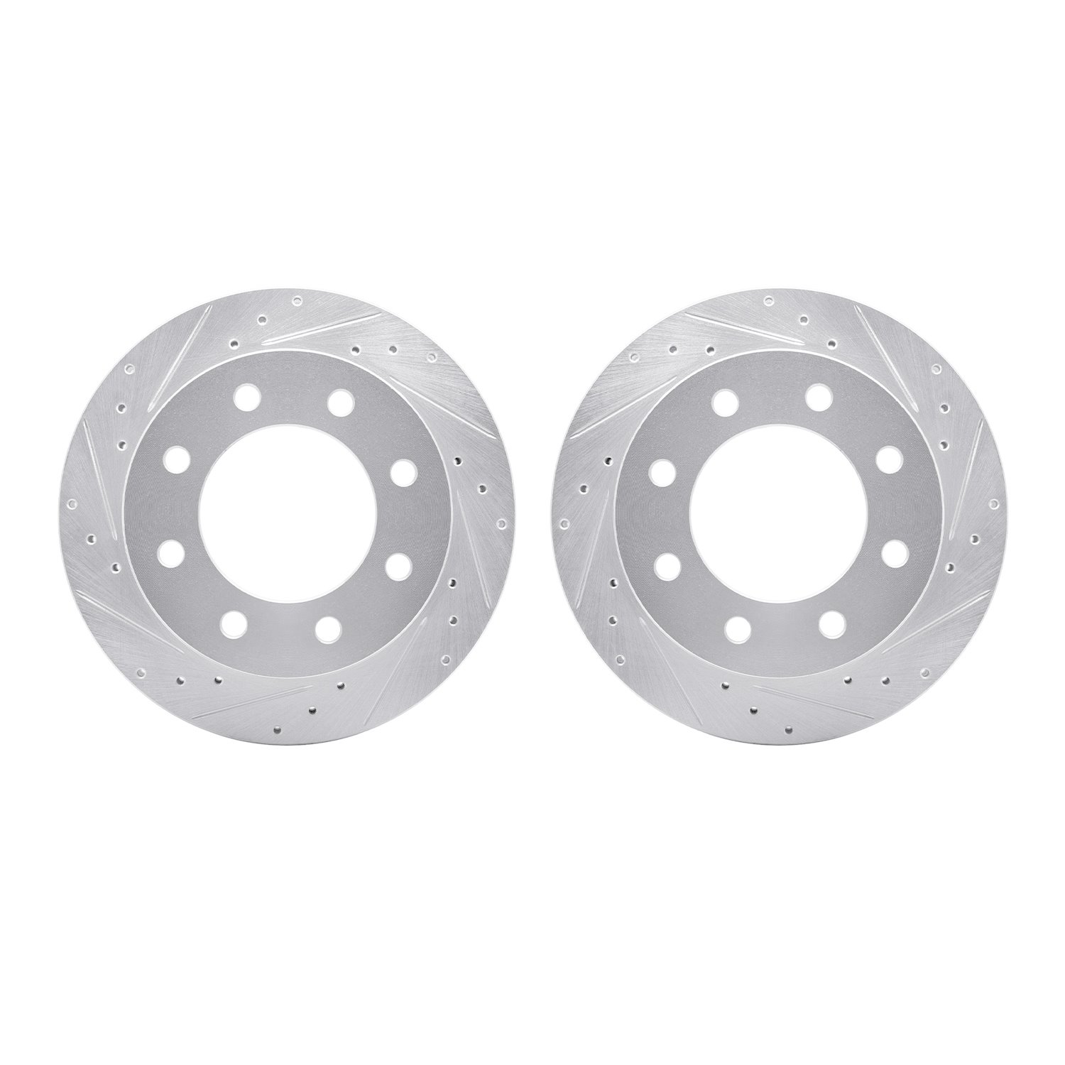 7002-48058 Drilled/Slotted Brake Rotors [Silver], Fits Select GM, Position: Rear