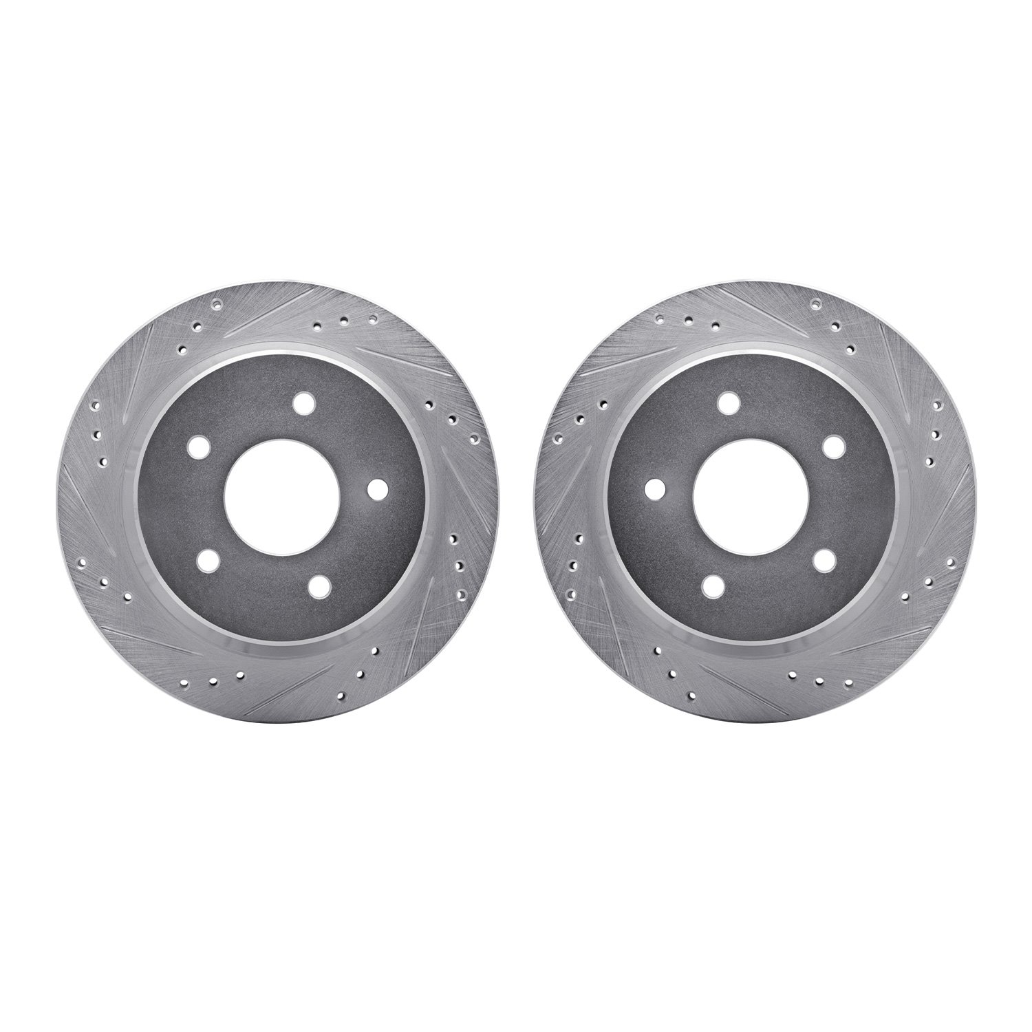 7002-48061 Drilled/Slotted Brake Rotors [Silver], 1998-2005 GM, Position: Rear