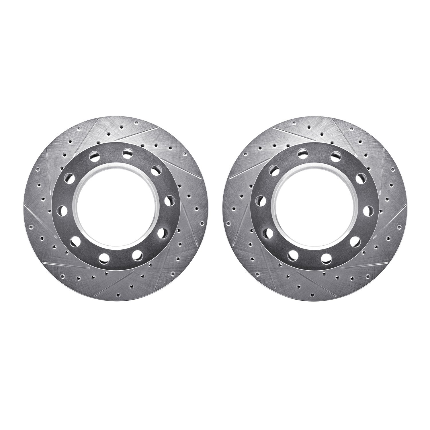7002-48062 Drilled/Slotted Brake Rotors [Silver], 1994-2005 Multiple Makes/Models, Position: Rear