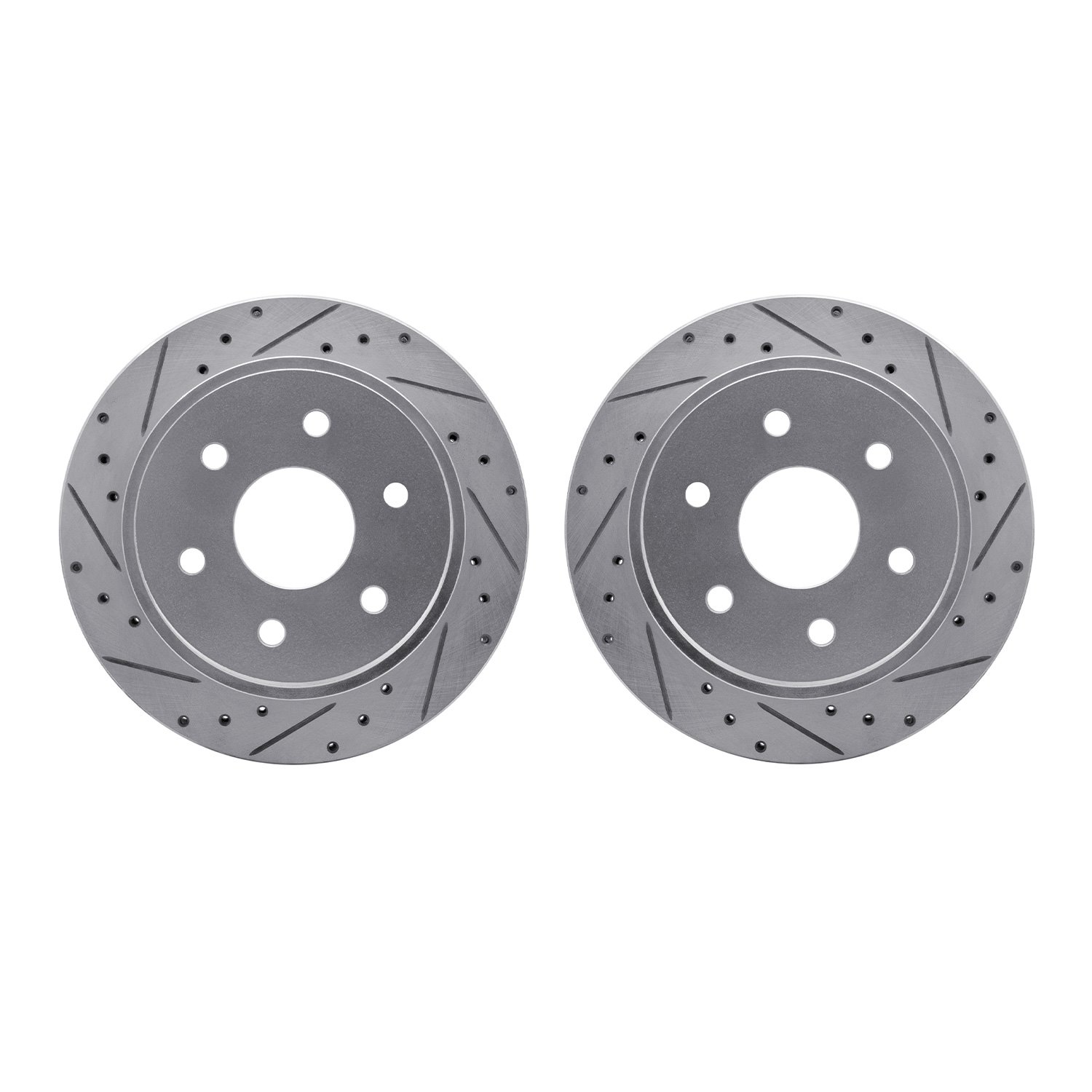 7002-48065 Drilled/Slotted Brake Rotors [Silver], 2003-2005 GM, Position: Rear