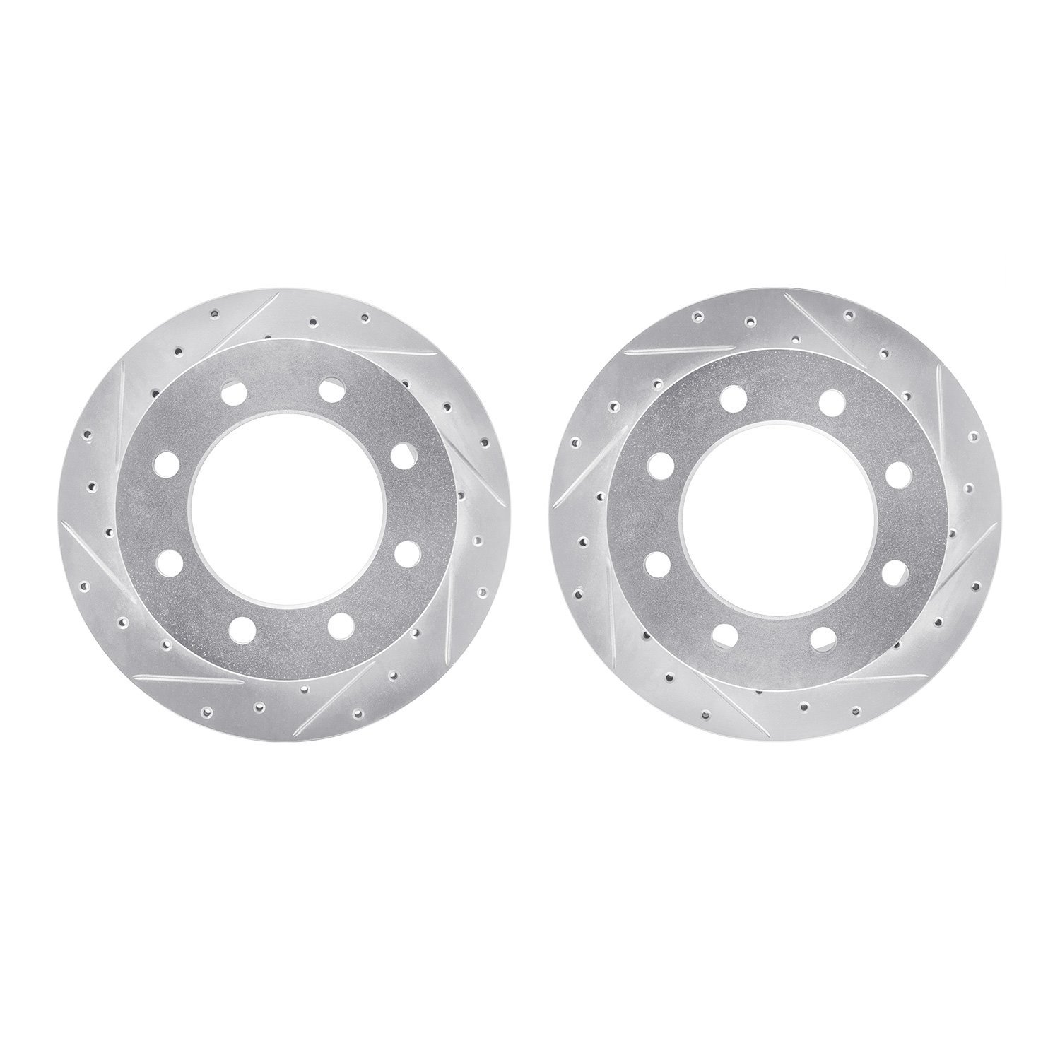 7002-48066 Drilled/Slotted Brake Rotors [Silver], 2001-2010 GM, Position: Rear