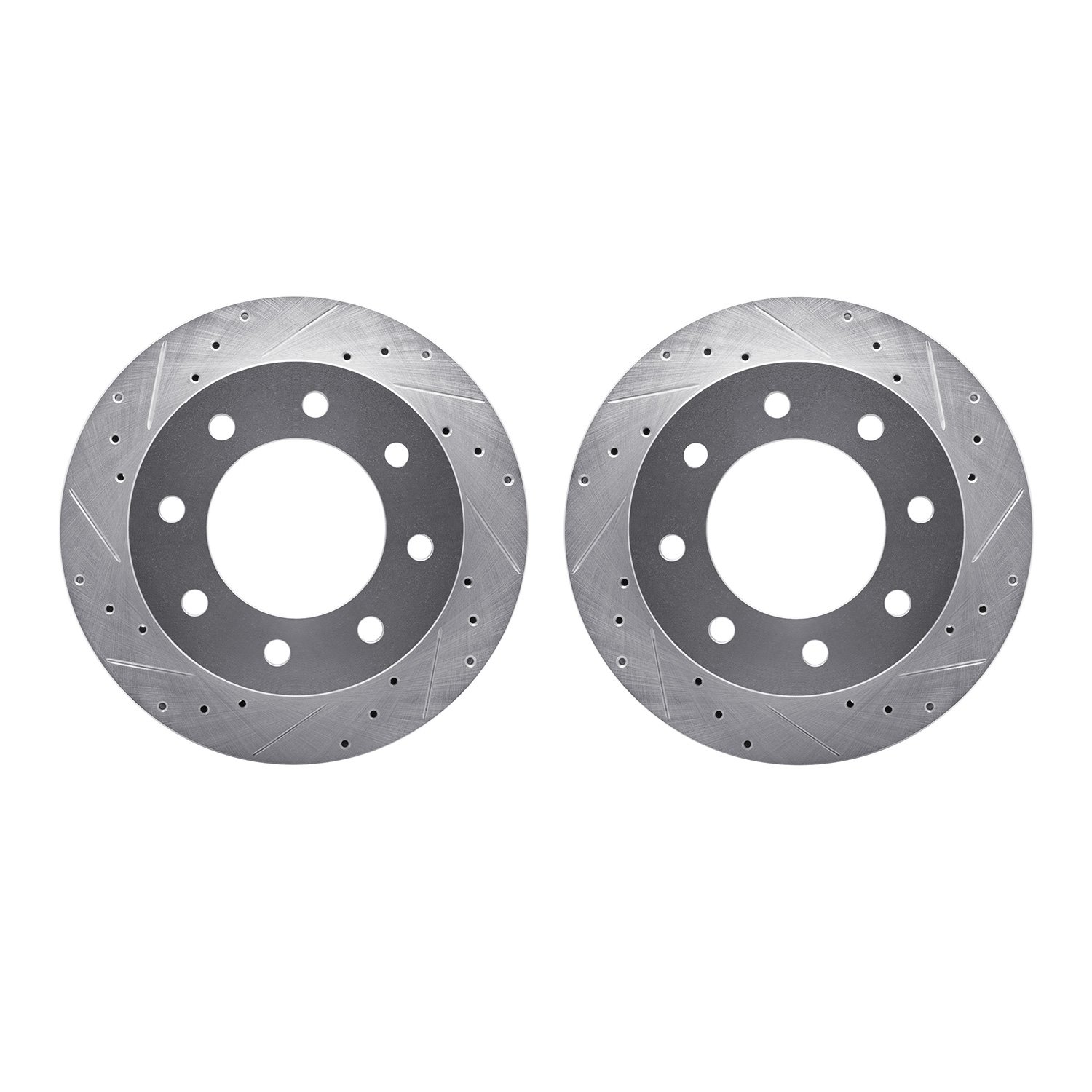 7002-48068 Drilled/Slotted Brake Rotors [Silver], 2003-2005 GM, Position: Rear