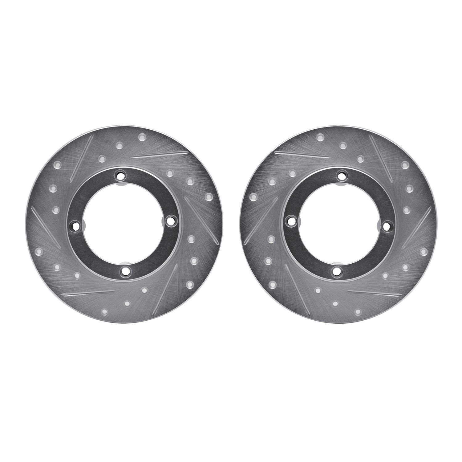 7002-50002 Drilled/Slotted Brake Rotors [Silver], 1985-1994 GM, Position: Front