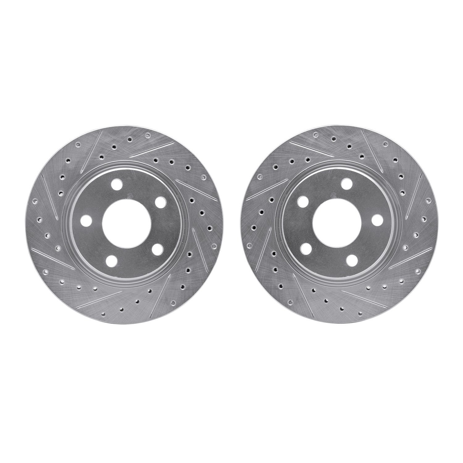 7002-52000 Drilled/Slotted Brake Rotors [Silver], 2004-2009 GM, Position: Front