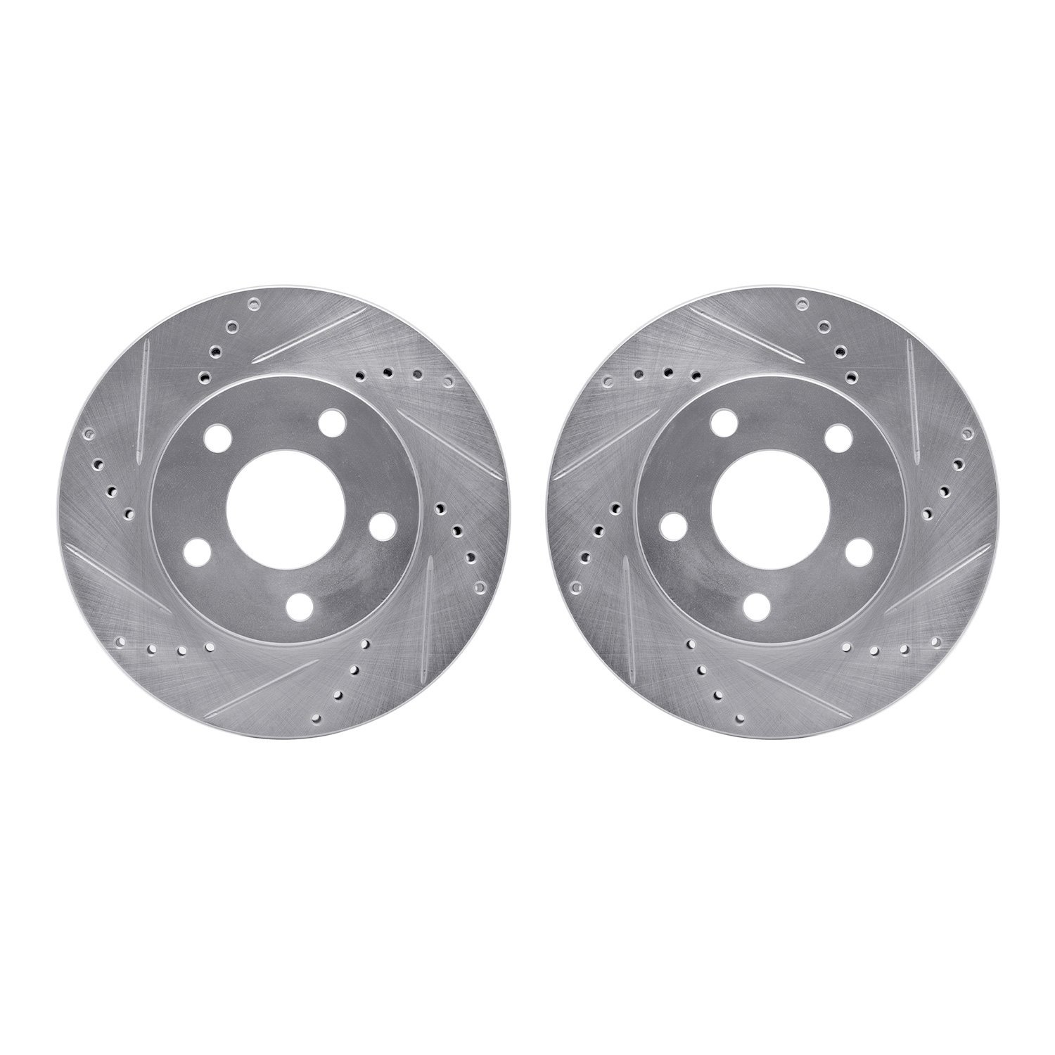 7002-52001 Drilled/Slotted Brake Rotors [Silver], 1997-2005 GM, Position: Front