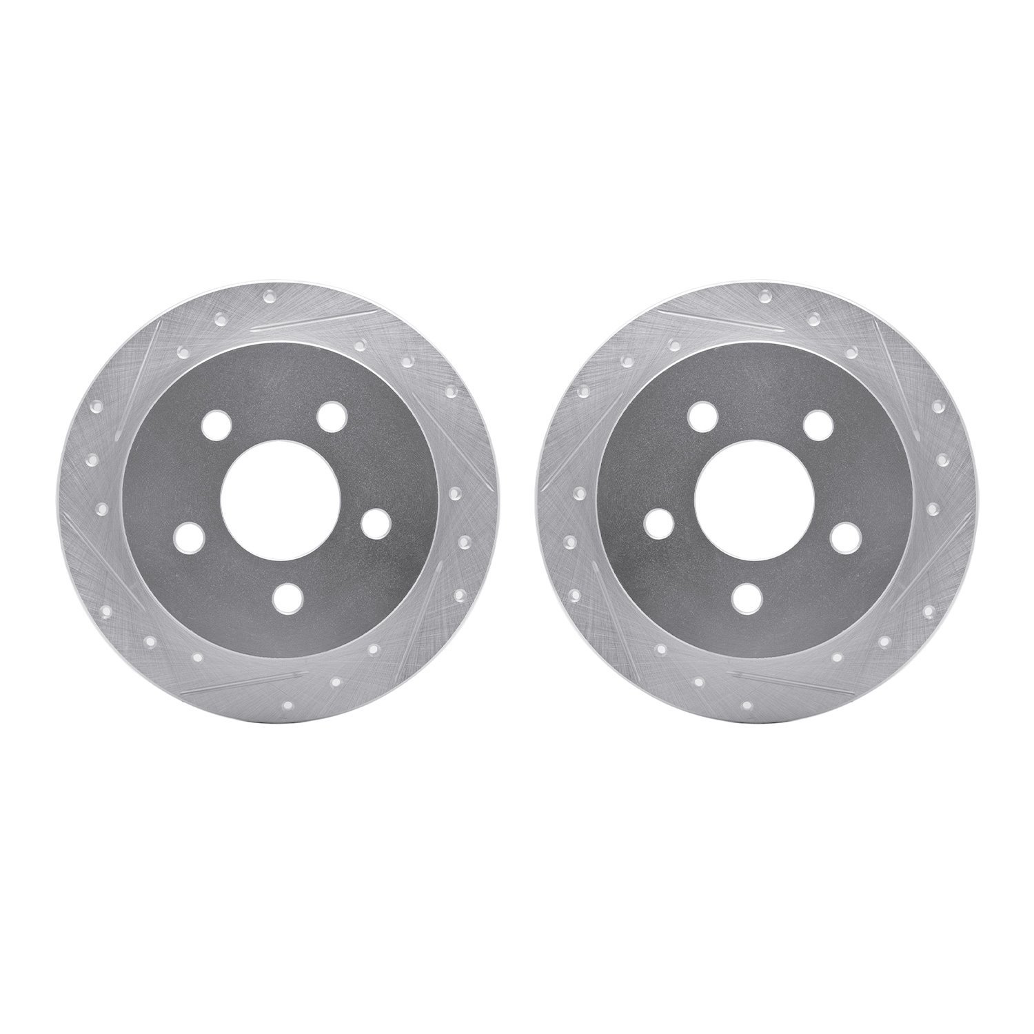 7002-52013 Drilled/Slotted Brake Rotors [Silver], 1997-2005 GM, Position: Rear