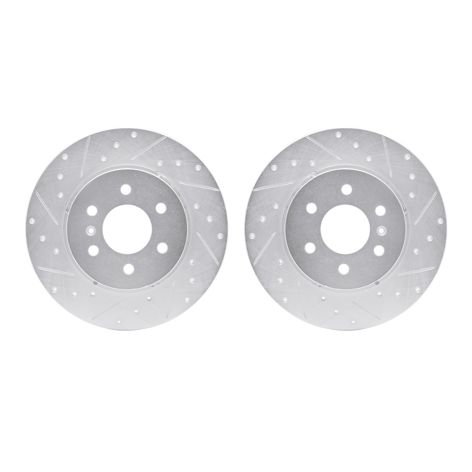 7002-52018 Drilled/Slotted Brake Rotors [Silver], 2006-2009 GM, Position: Rear