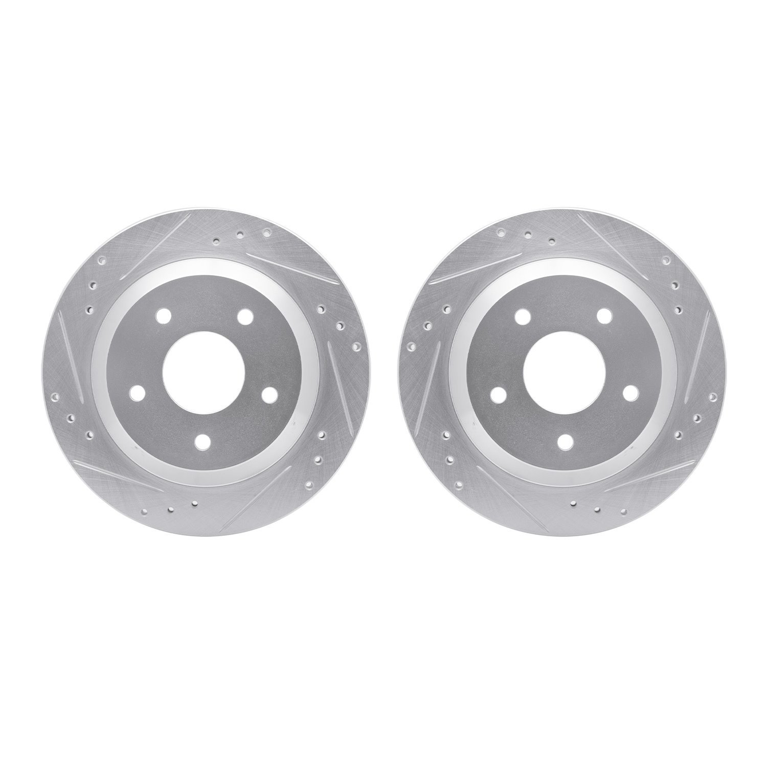 7002-52019 Drilled/Slotted Brake Rotors [Silver], 1985-1992 GM, Position: Rear