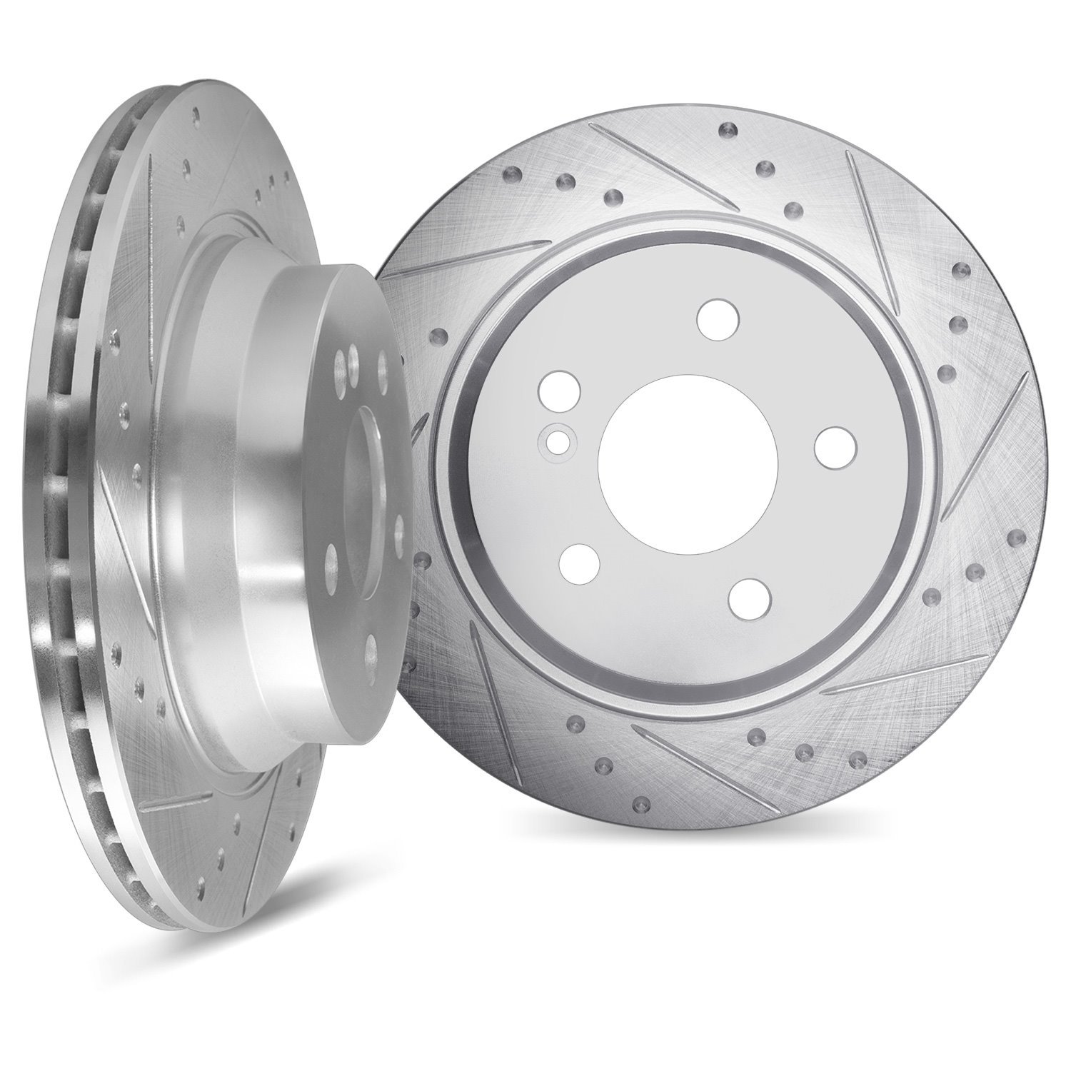 7002-52021 Dimpled & Slotted Brake Rotors [Silver], 2008-2017 GM, Position: Rear