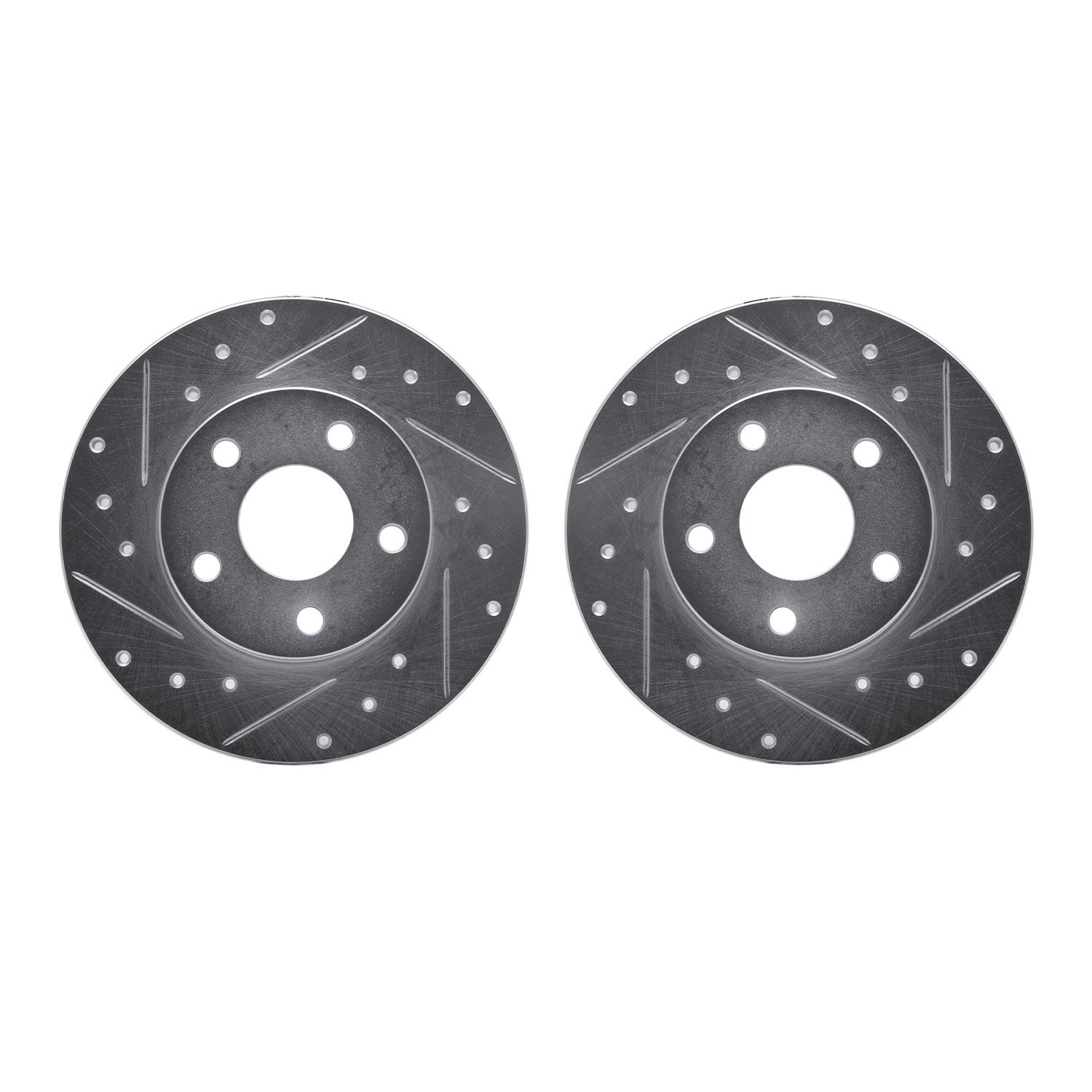 7002-52024 Drilled/Slotted Brake Rotors [Silver], 1984-1987 GM, Position: Rear
