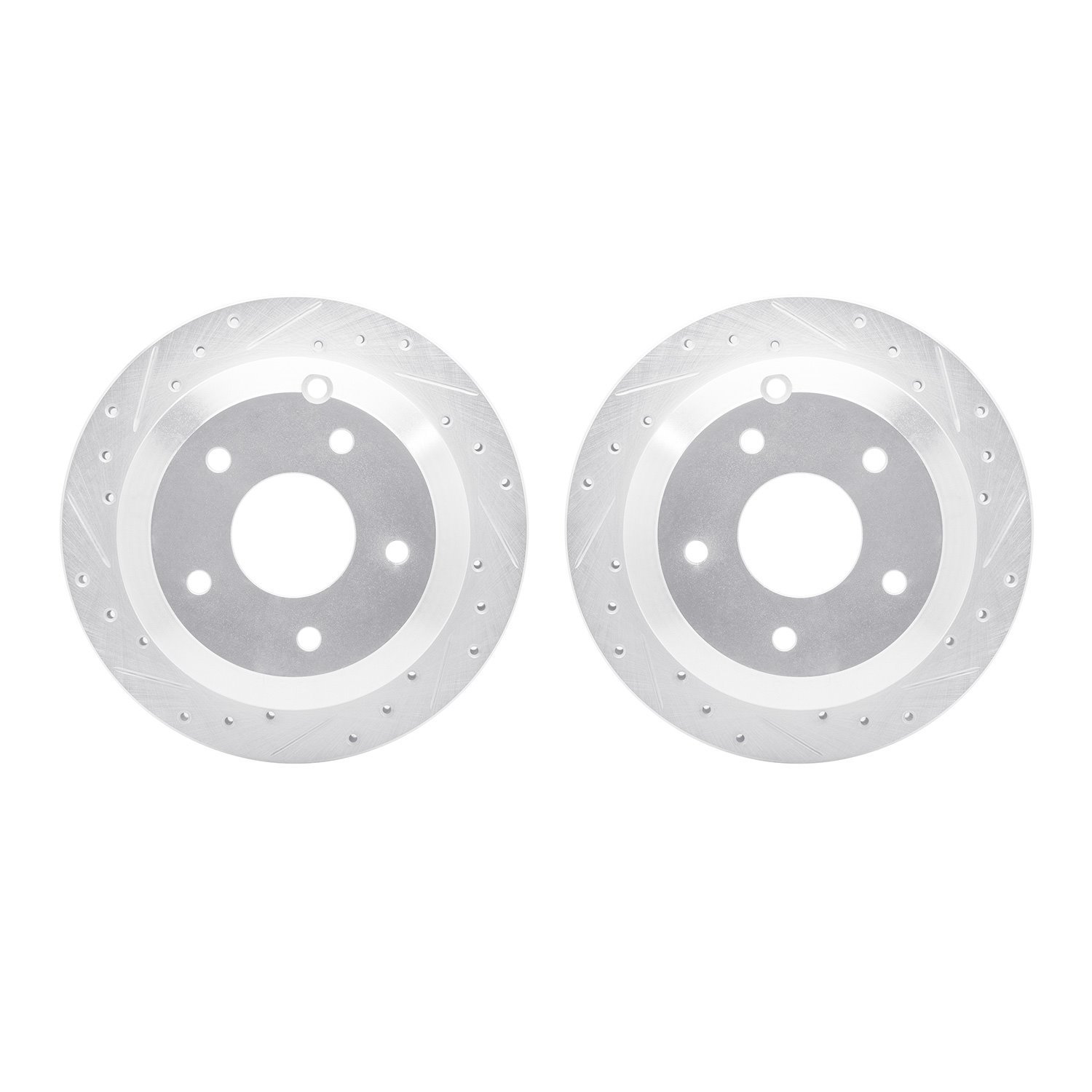7002-52029 Drilled/Slotted Brake Rotors [Silver], 2005-2006 GM, Position: Rear