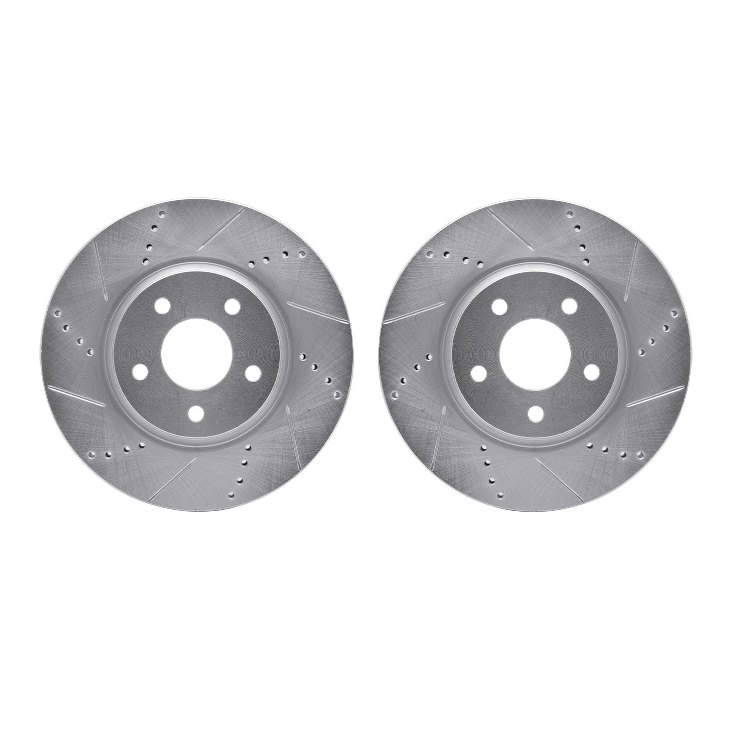 7002-53000 Drilled/Slotted Brake Rotors [Silver], 2004-2012 GM, Position: Front