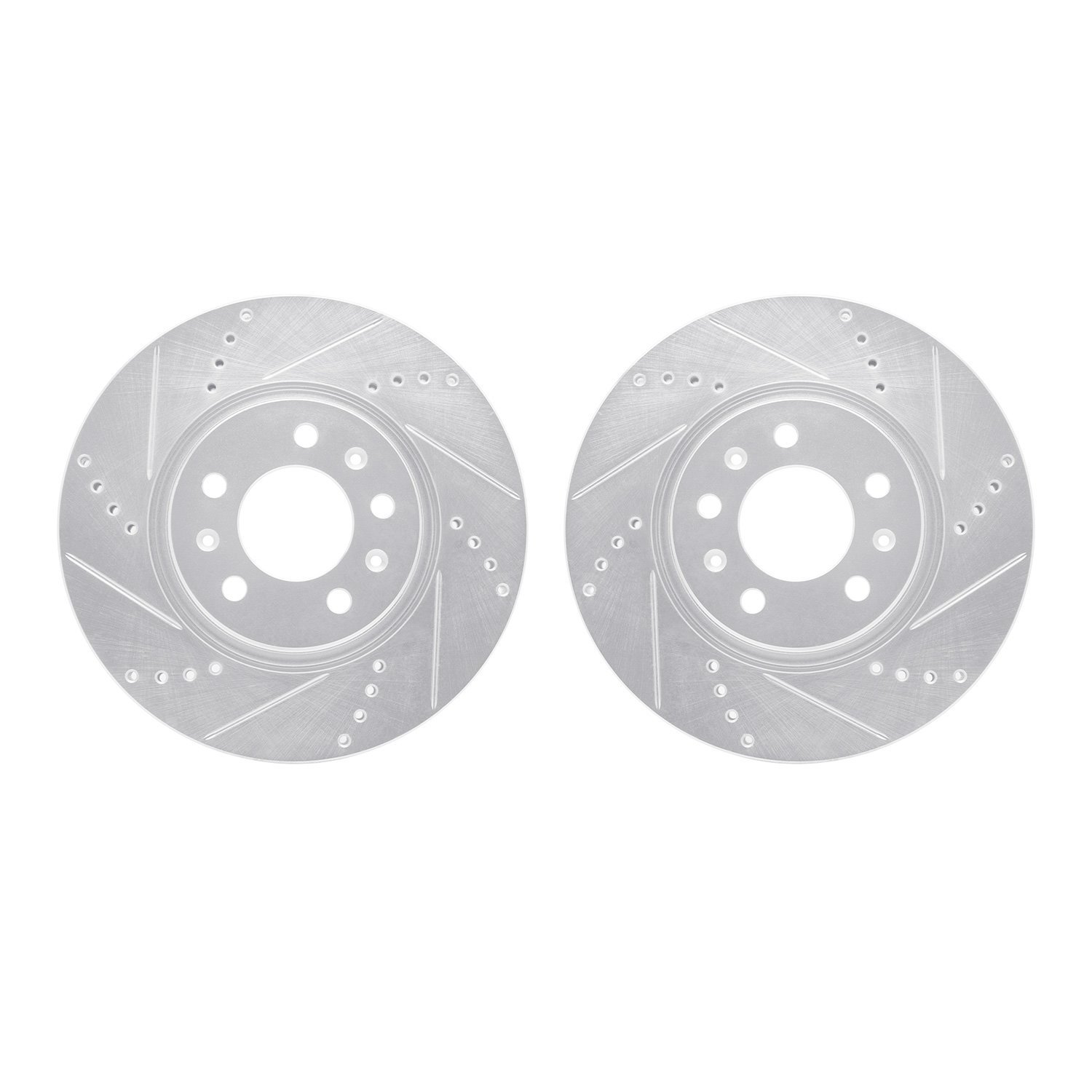 7002-53002 Drilled/Slotted Brake Rotors [Silver], 2006-2010 GM, Position: Front