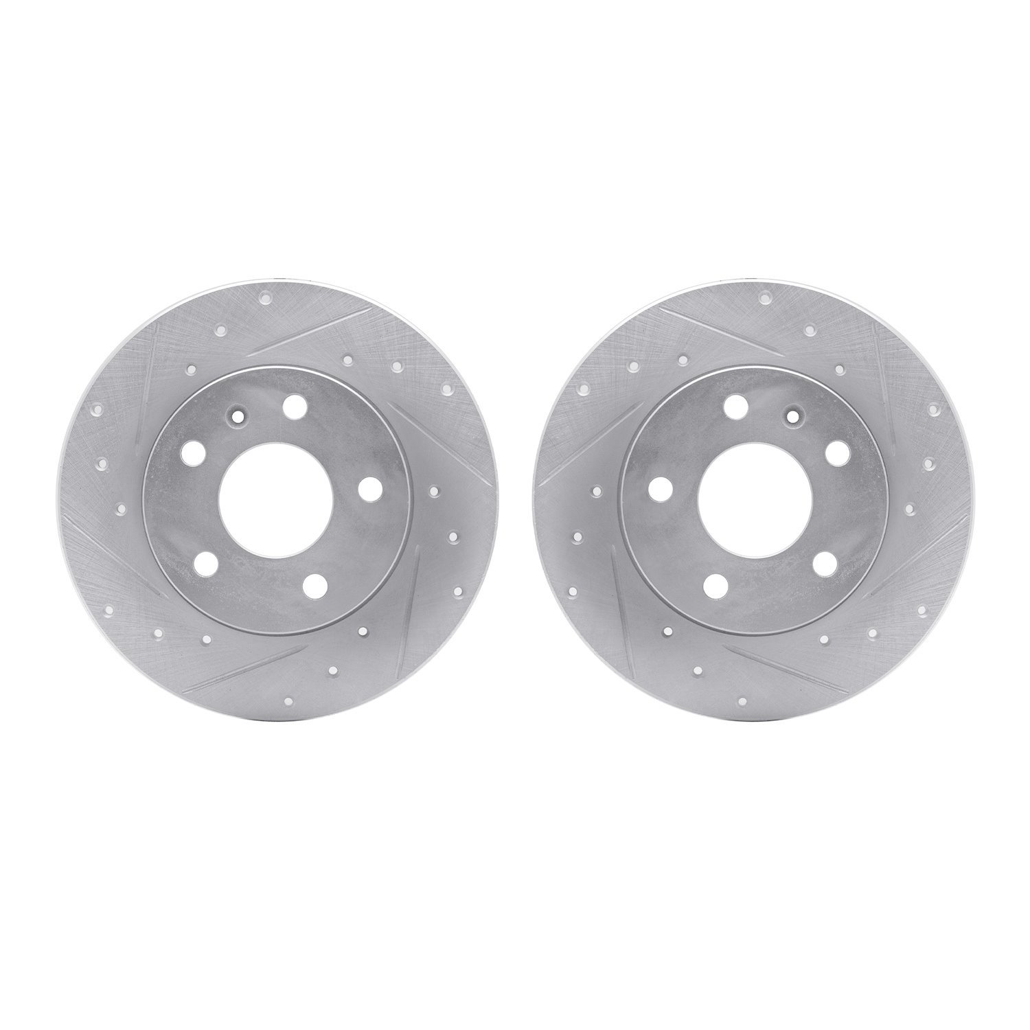 7002-53004 Drilled/Slotted Brake Rotors [Silver], 2002-2008 GM, Position: Rear