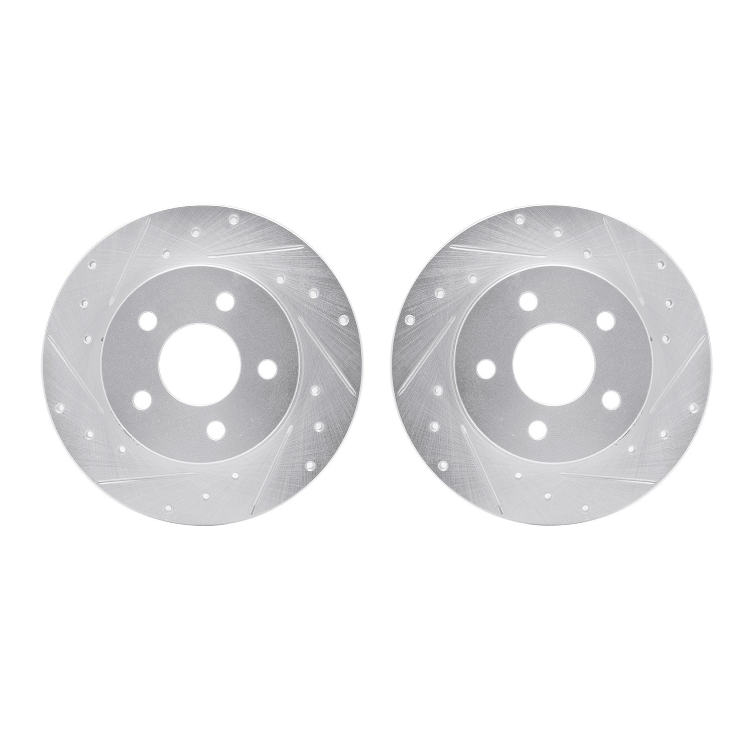 7002-53005 Drilled/Slotted Brake Rotors [Silver], 2004-2012 GM, Position: Rear