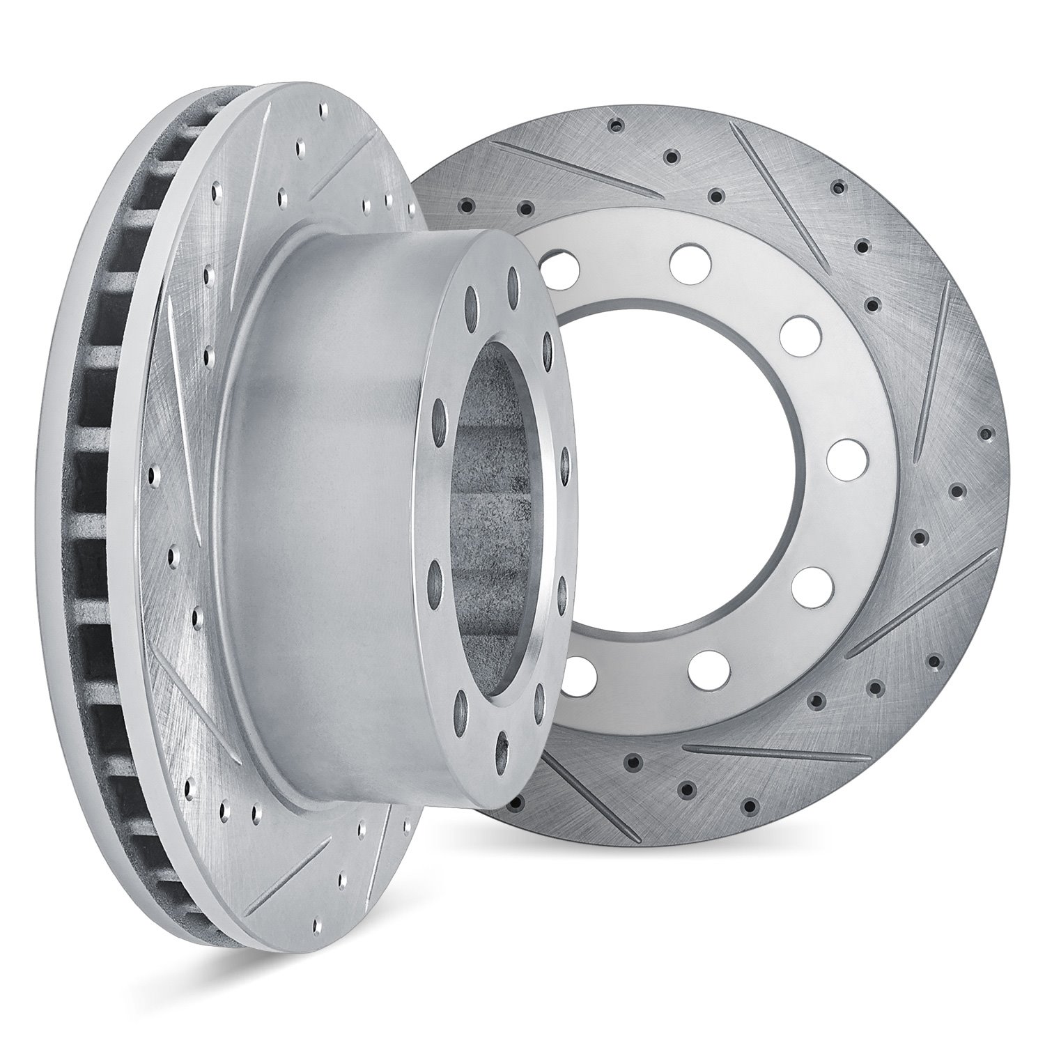 7002-54000 Drilled/Slotted Brake Rotors [Silver], Fits Select Multiple Makes/Models, Position: Rear, Front