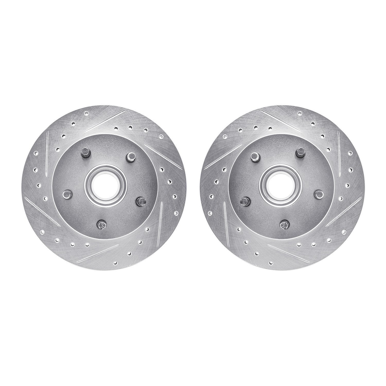 7002-54001 Drilled/Slotted Brake Rotors [Silver], 1983-1994 Ford/Lincoln/Mercury/Mazda, Position: Front