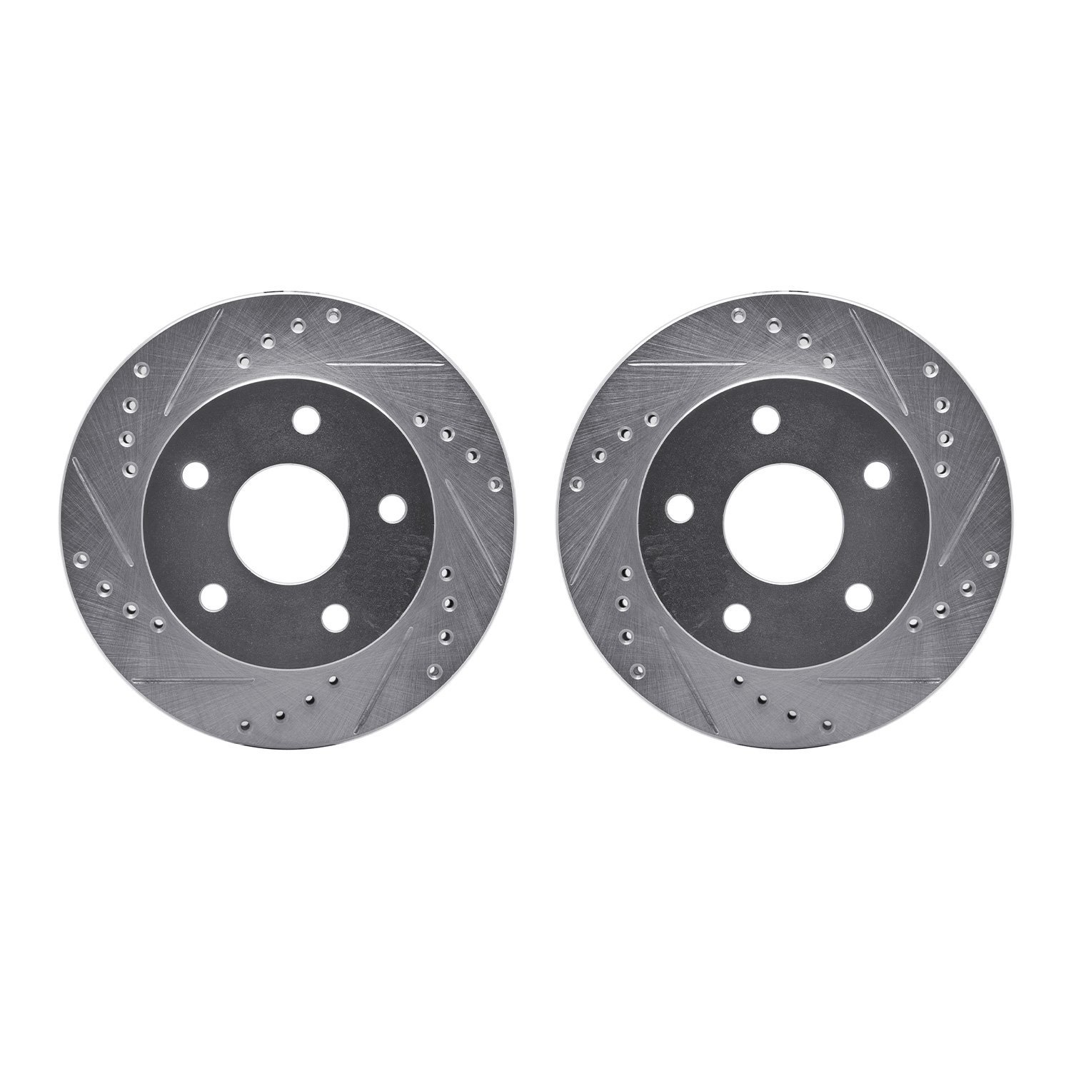7002-54002 Drilled/Slotted Brake Rotors [Silver], 1990-1997 Ford/Lincoln/Mercury/Mazda, Position: Front