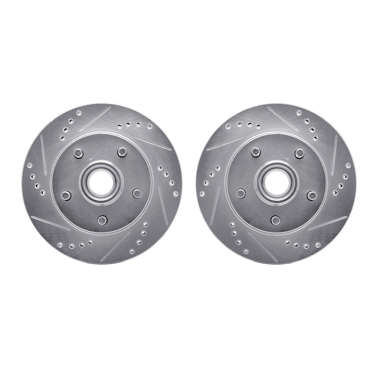 7002-54003 Drilled/Slotted Brake Rotors [Silver], 1992-1997 Ford/Lincoln/Mercury/Mazda, Position: Front