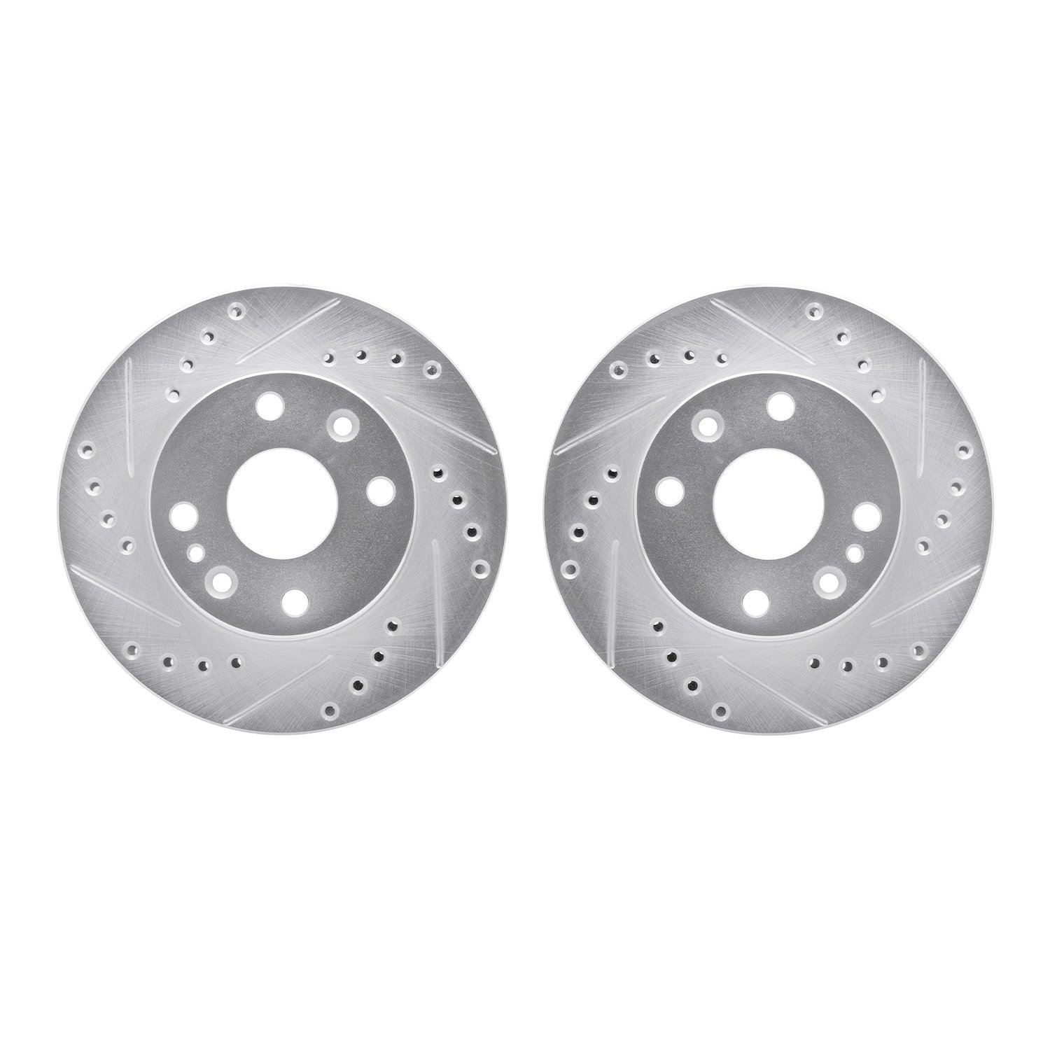 7002-54004 Drilled/Slotted Brake Rotors [Silver], 1994-1997 Ford/Lincoln/Mercury/Mazda, Position: Front