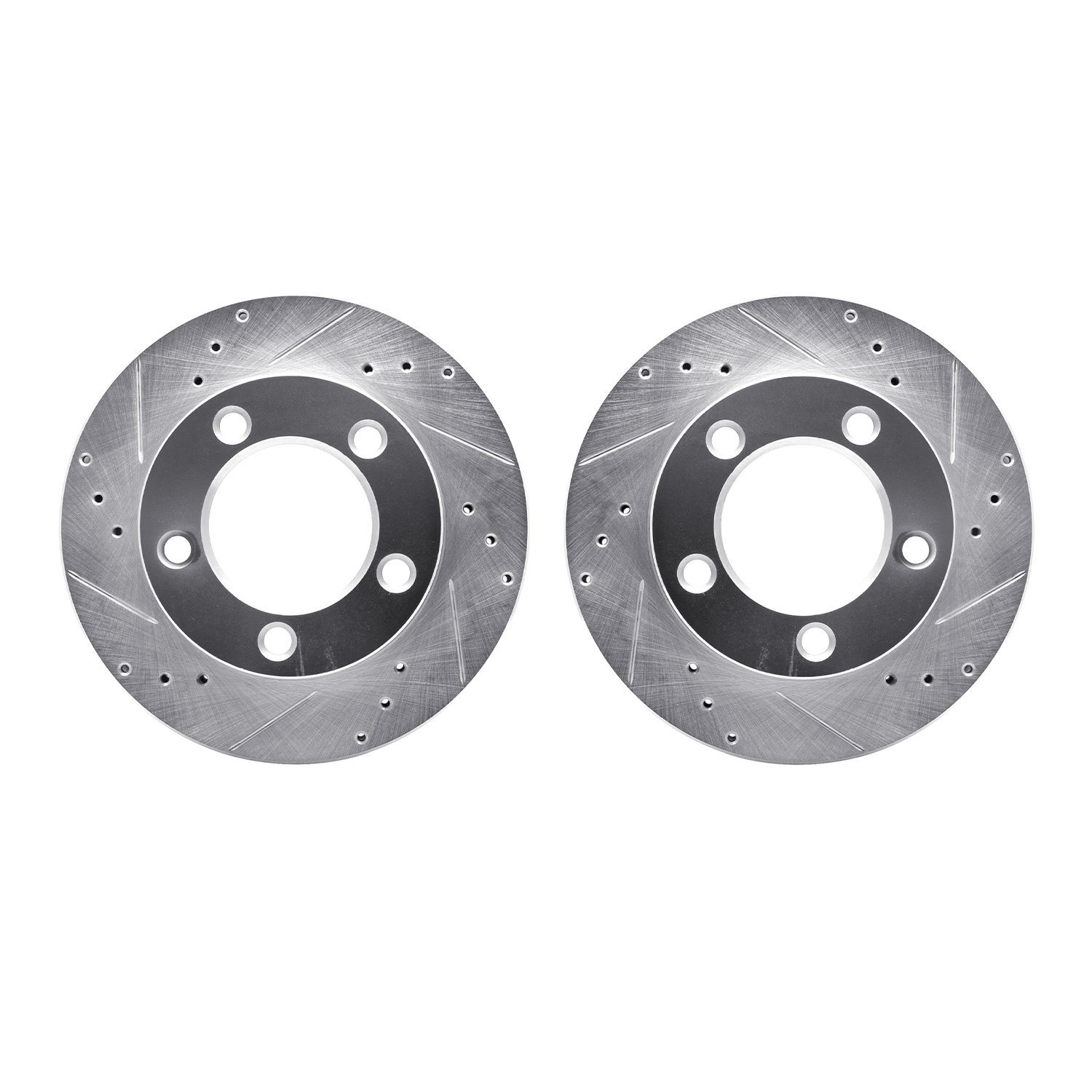 7002-54006 Drilled/Slotted Brake Rotors [Silver], 1976-1993 Ford/Lincoln/Mercury/Mazda, Position: Front