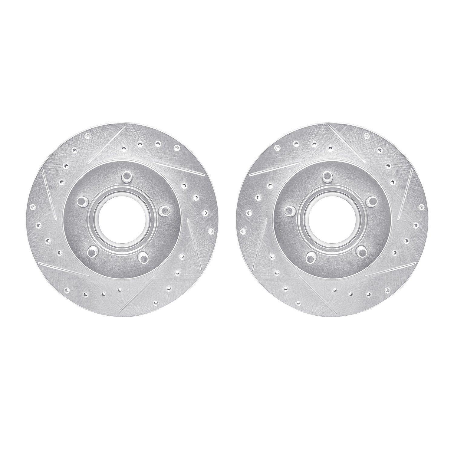 7002-54016 Drilled/Slotted Brake Rotors [Silver], 1990-1994 Ford/Lincoln/Mercury/Mazda, Position: Front