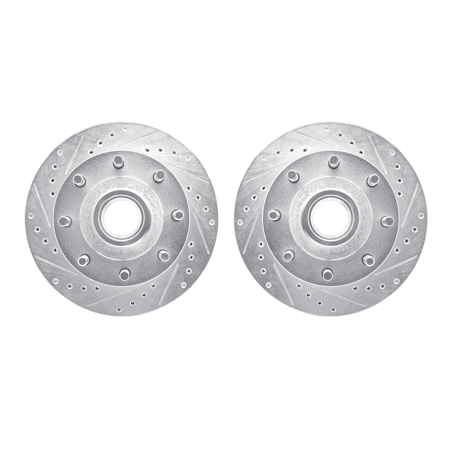 7002-54037 Drilled/Slotted Brake Rotors [Silver], 1992-1994 Ford/Lincoln/Mercury/Mazda, Position: Front