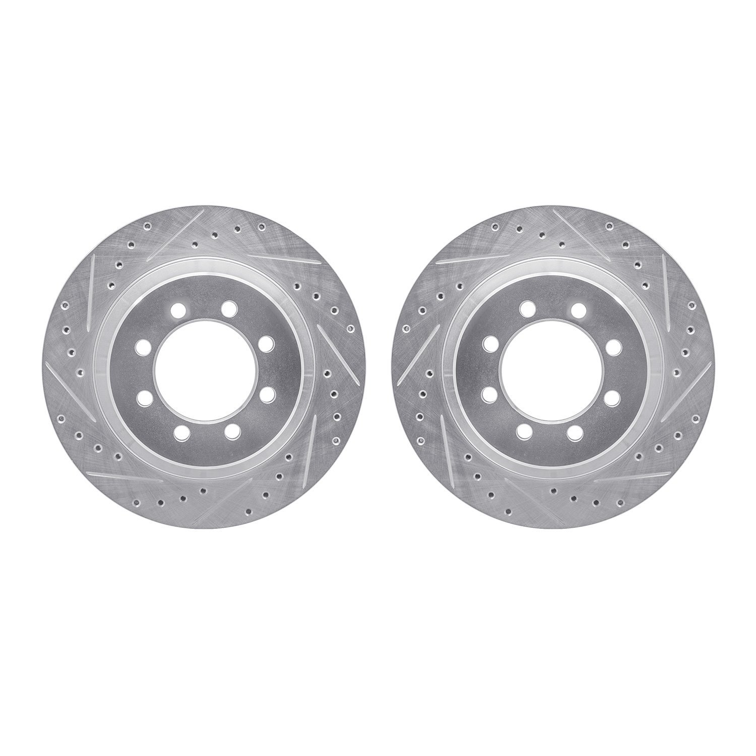 7002-54041 Drilled/Slotted Brake Rotors [Silver], 1975-1994 Ford/Lincoln/Mercury/Mazda, Position: Front