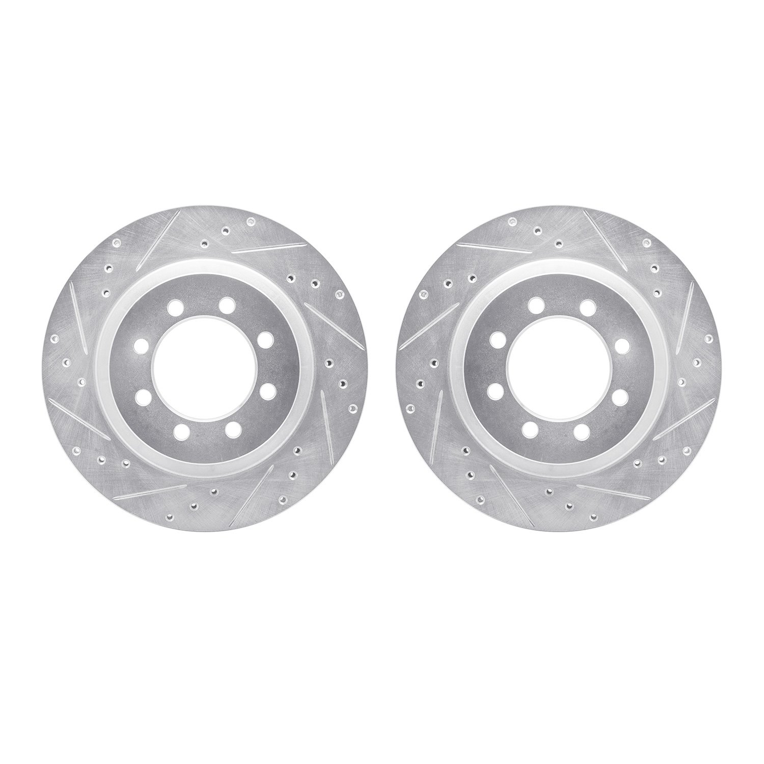 7002-54042 Drilled/Slotted Brake Rotors [Silver], 1968-1976 Ford/Lincoln/Mercury/Mazda, Position: Front