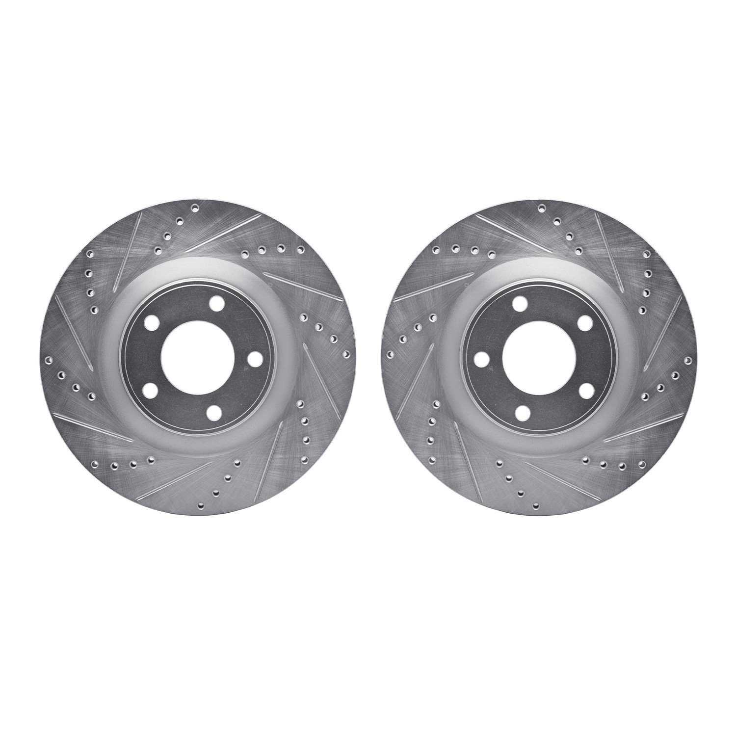 7002-54051 Drilled/Slotted Brake Rotors [Silver], 2007-2015 Ford/Lincoln/Mercury/Mazda, Position: Front