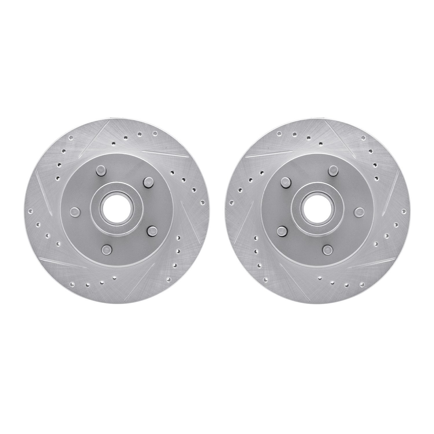 7002-54055 Drilled/Slotted Brake Rotors [Silver], 1974-1979 Ford/Lincoln/Mercury/Mazda, Position: Front