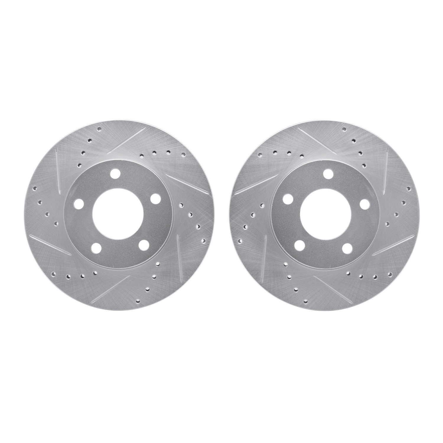 7002-54056 Drilled/Slotted Brake Rotors [Silver], 2001-2007 Ford/Lincoln/Mercury/Mazda, Position: Front