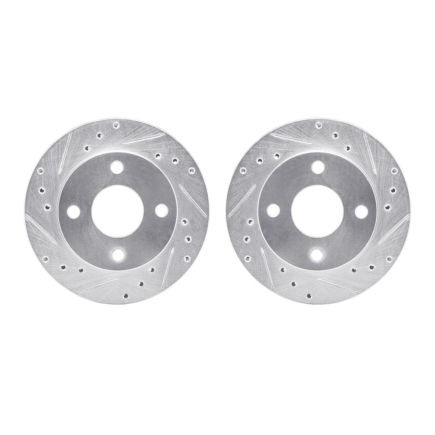 7002-54060 Drilled/Slotted Brake Rotors [Silver], 1981-1994 Ford/Lincoln/Mercury/Mazda, Position: Front