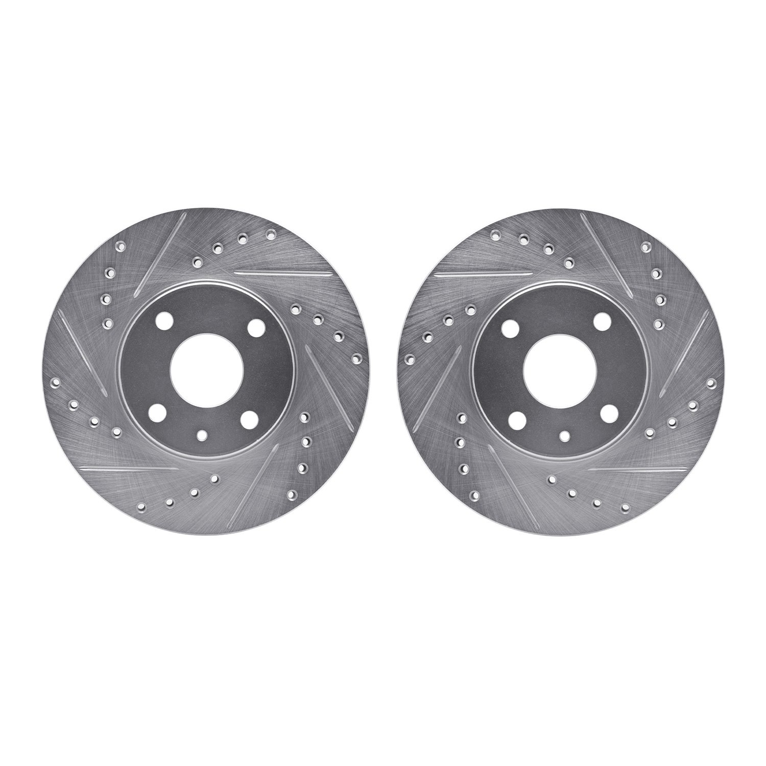 7002-54061 Drilled/Slotted Brake Rotors [Silver], 1990-2003 Ford/Lincoln/Mercury/Mazda, Position: Front