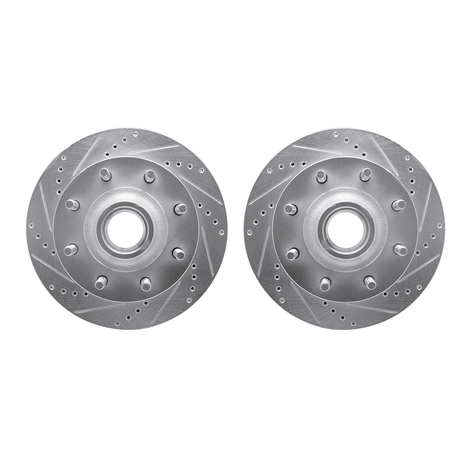 7002-54064 Drilled/Slotted Brake Rotors [Silver], 1999-2002 Ford/Lincoln/Mercury/Mazda, Position: Front