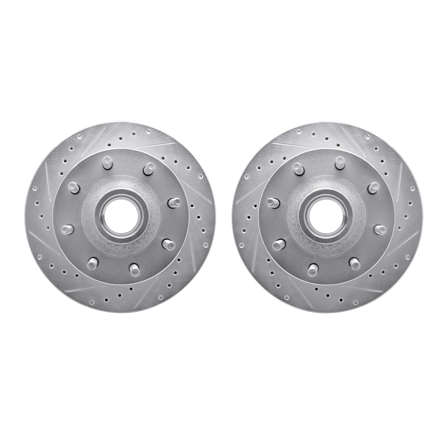 7002-54065 Drilled/Slotted Brake Rotors [Silver], 2003-2005 Ford/Lincoln/Mercury/Mazda, Position: Front